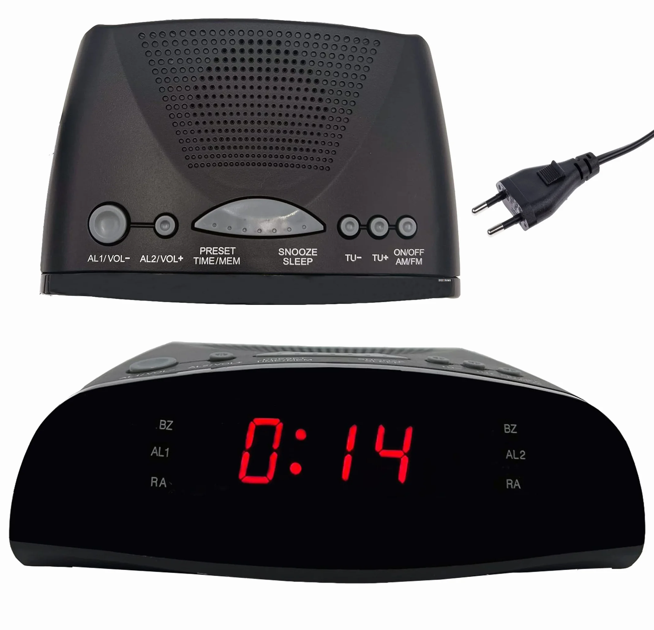 DISCORAMA Radio Sveglia Digitale Doppio Allarme con Display LED FM Snooze Comodino