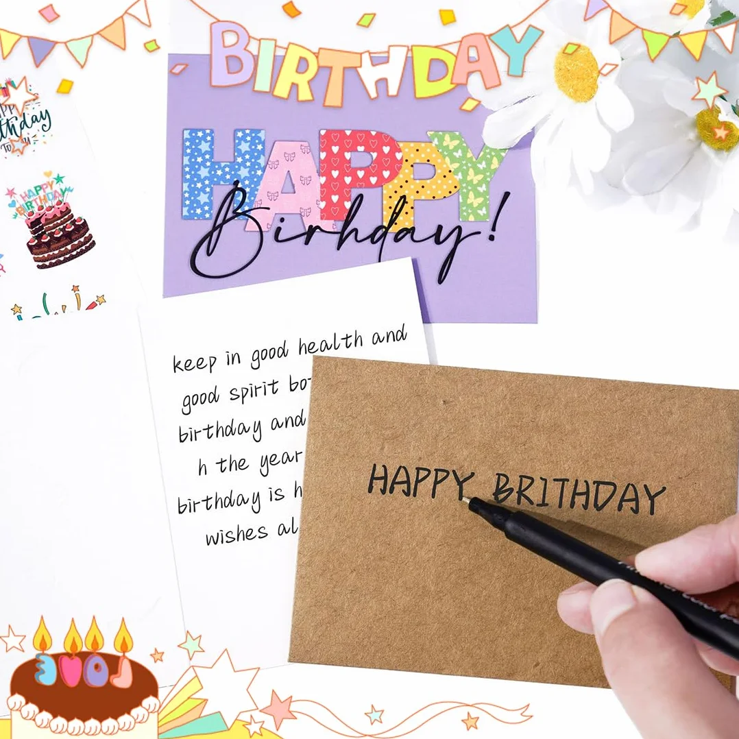 Biglietti Auguri Compleanno 20 Pezzi con Busta e Adesivi, Cartoline Compleanno Divertenti per Uomini Donne Bambini