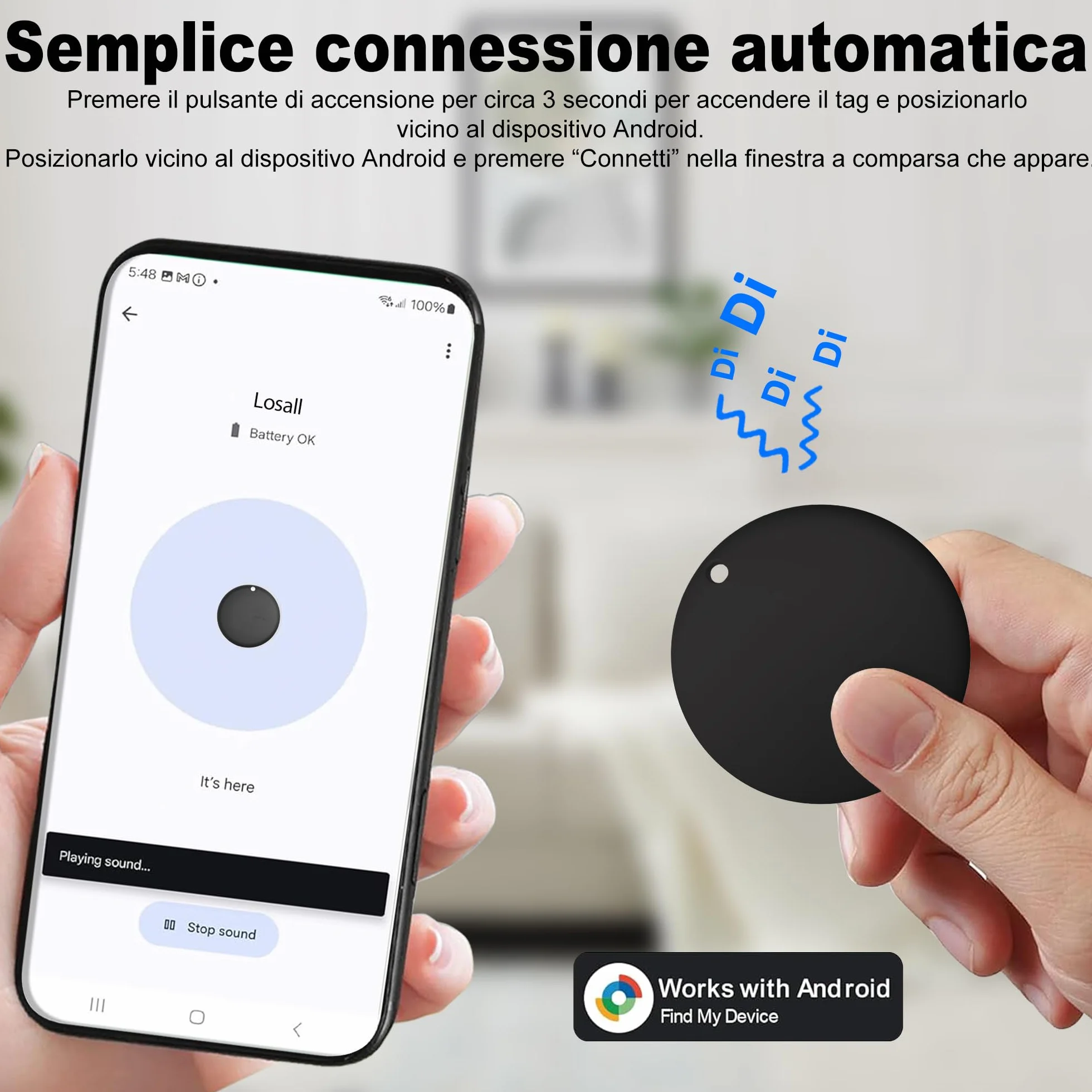 Air Tracker Android Smart Tag Bluetooth Tracker per chiavi bagagli zaini borse nero Confezione da 4