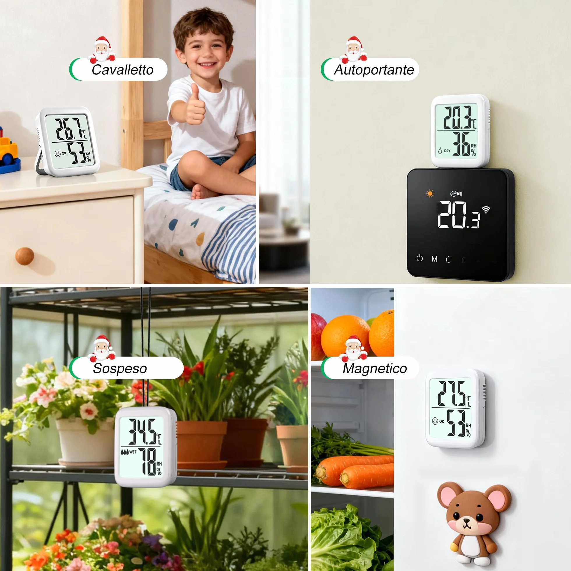 Termometro Ambiente Interno Igrometro Digitale 2 pezzi Monitor Temperatura Umidità per Casa Terrario Incubatrice Serra