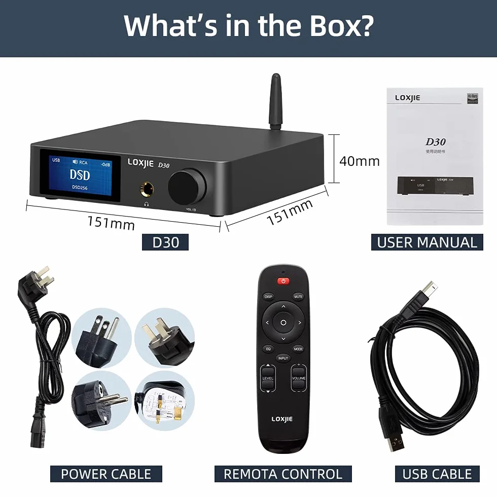 LOXJIE D30 DAC audio amplificatore cuffie ES9068AS XMOS PCM 32bit/768kHz MQA DSD512 Bluetooth 5.0 APT-X