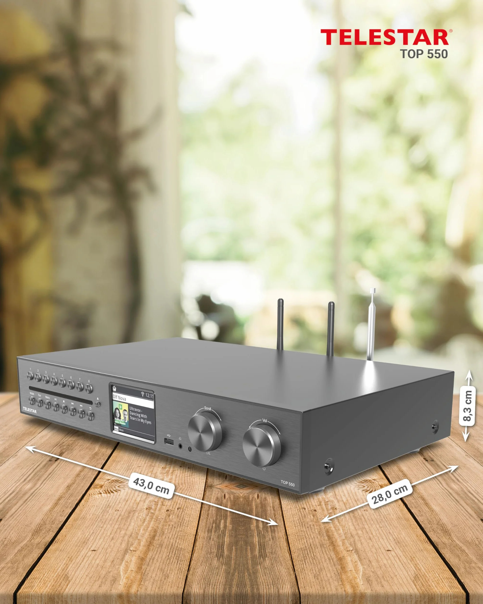 TELESTAR TOP 550 Sistema Hi-Fi con amplificatore e lettore CD 43 cm 2×30 W Radio Internet DAB+ Bluetooth Nero