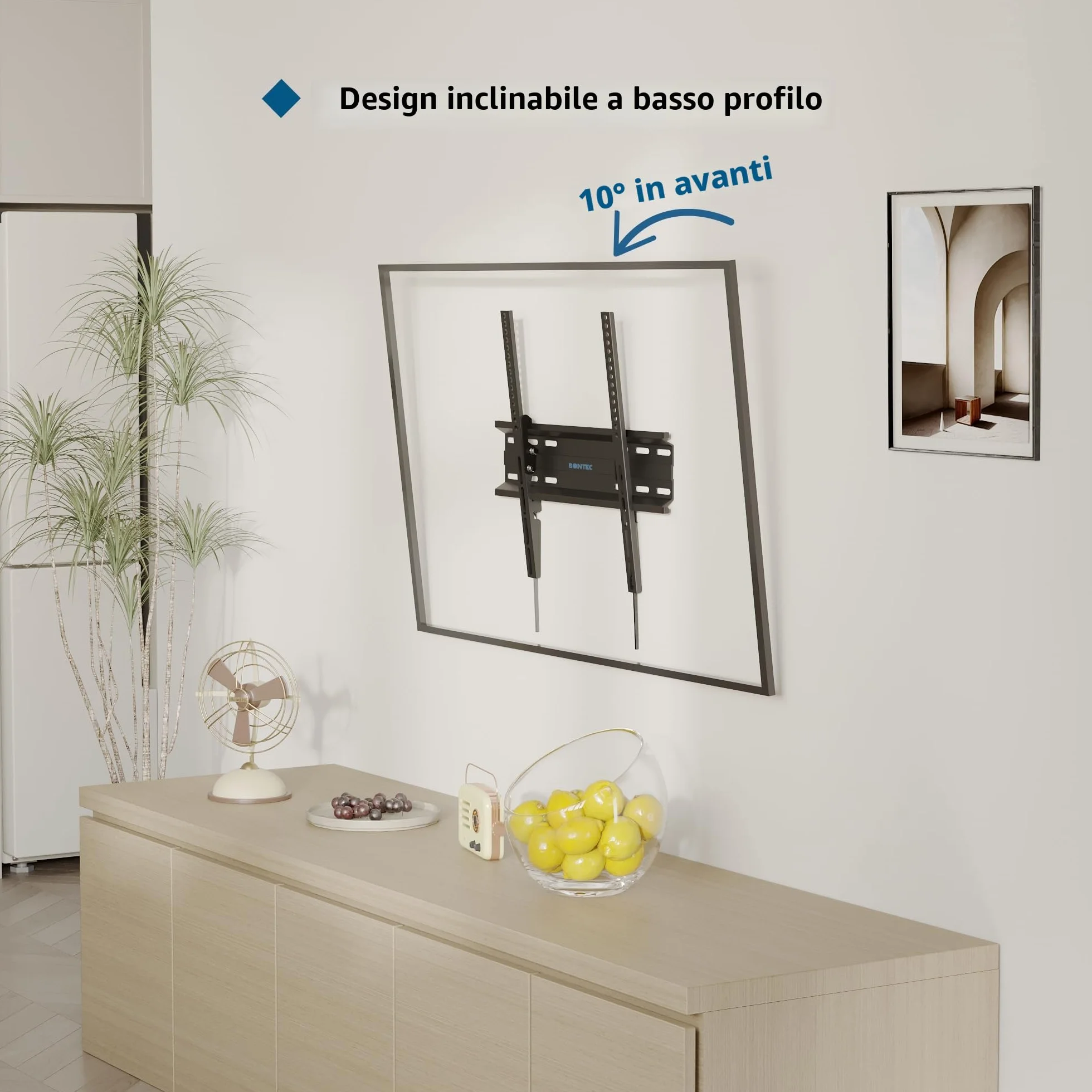BONTEC Supporto da Parete per TV Inclinabile 23-65 Pollici VESA 400x400mm Fino a 45 kg