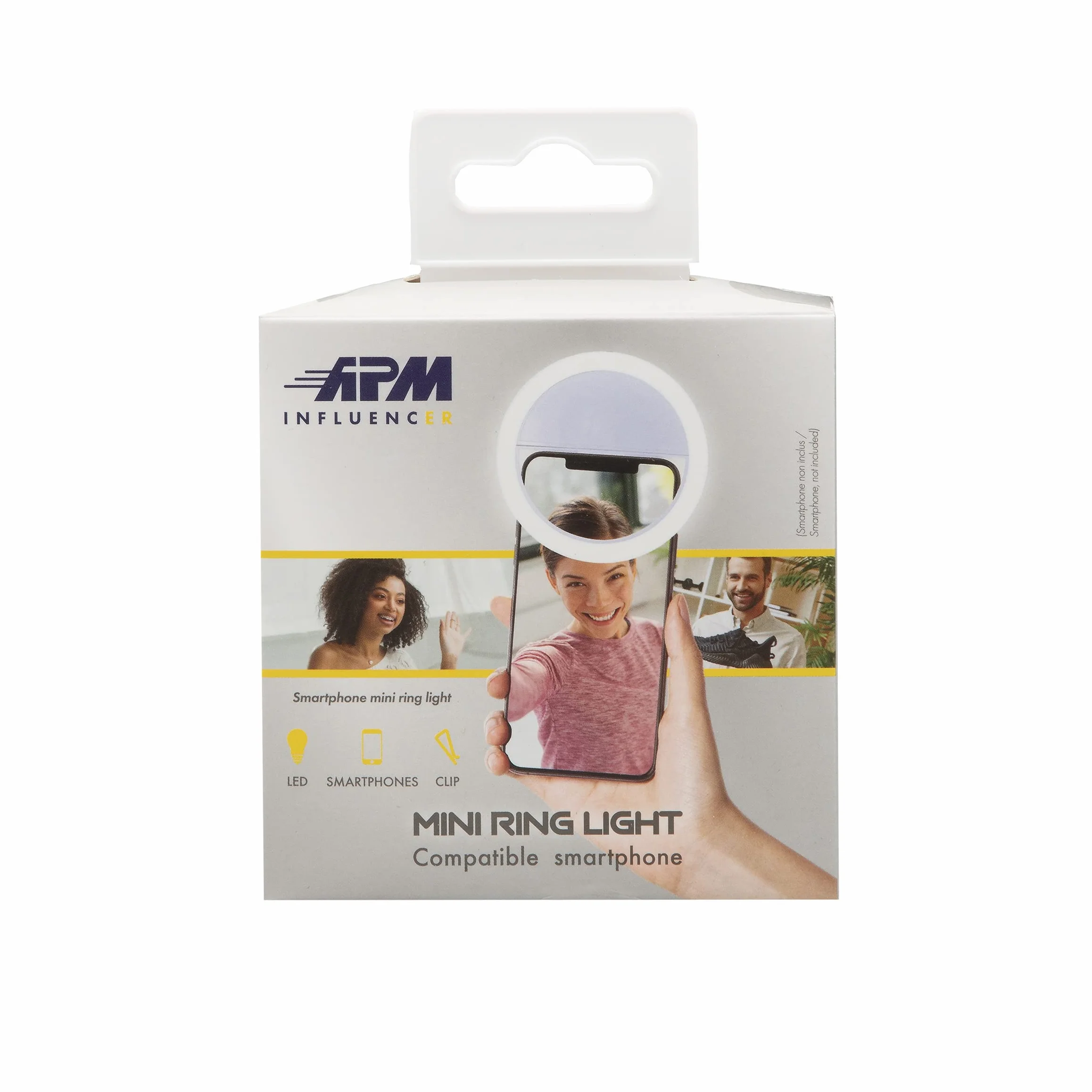 Mini Ring Light per Smartphone Anello Luminoso 20 LED Luce Fotografica Micro-USB Selfie Ring Light Pinza Batteria 60 MAH Bianco