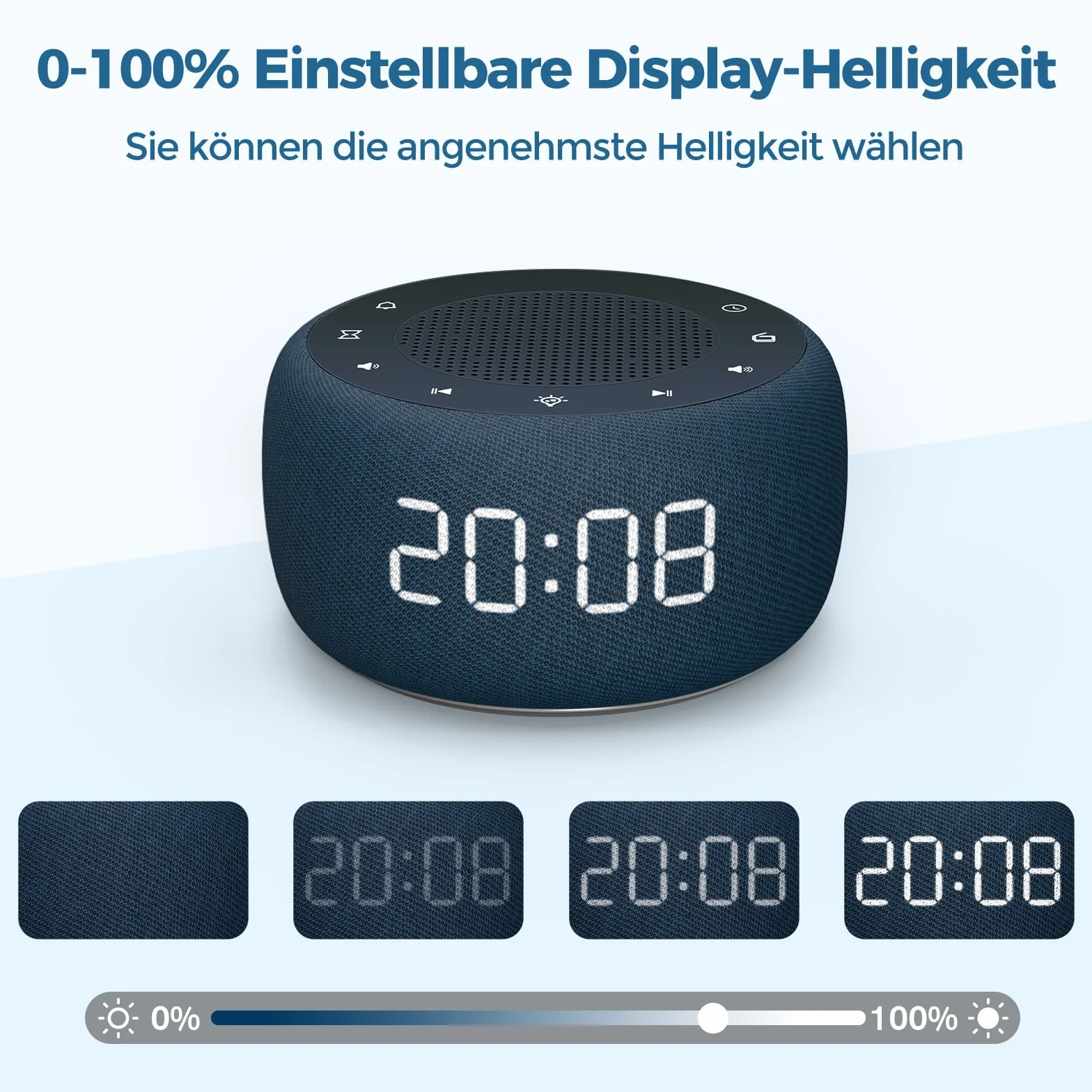BUFFBEE Radiosveglia con luce notturna a 7 colori e display dimmerabile (blu navy)