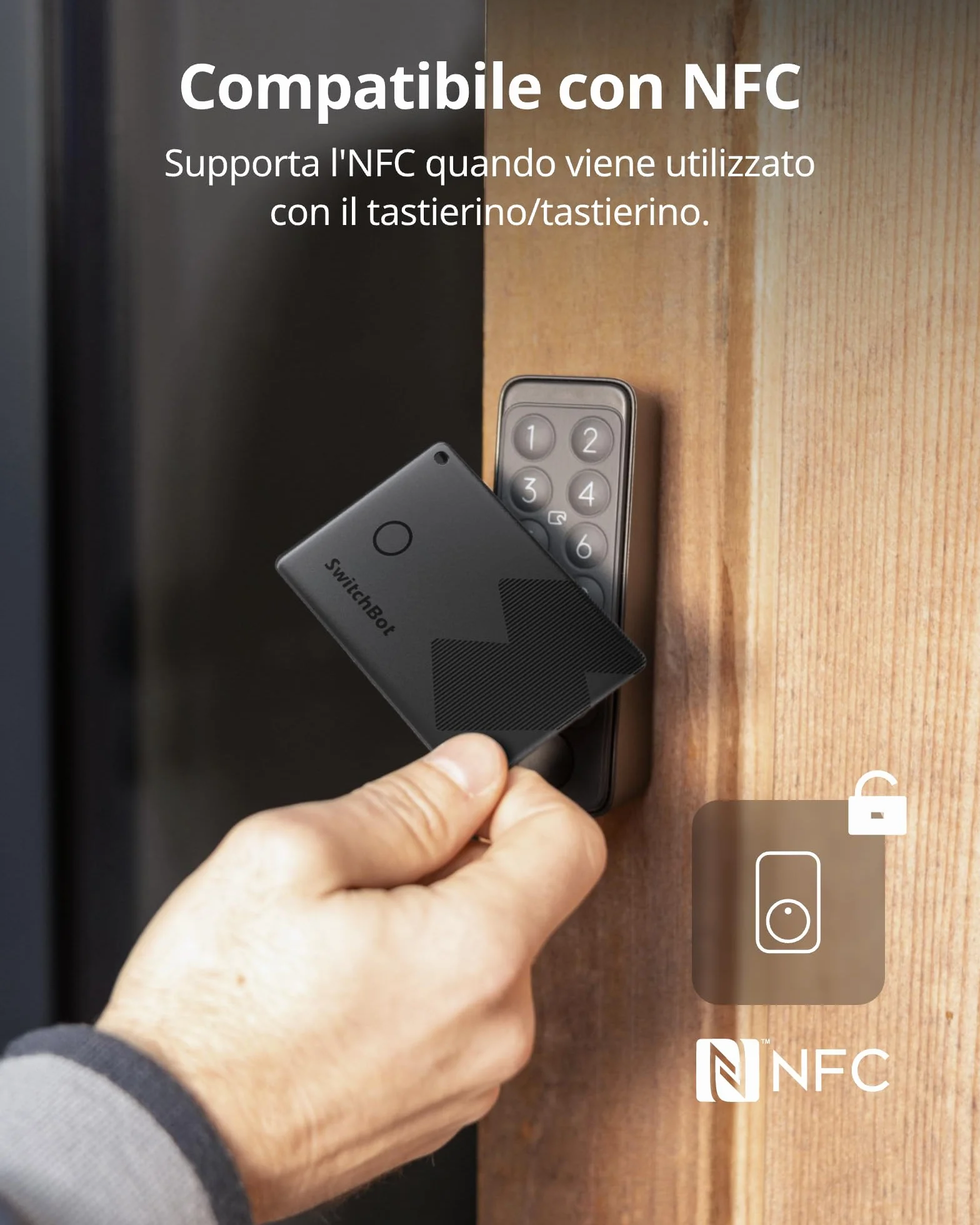 SwitchBot Wallet Finder Card, Smart AirTag compatibile con Apple Find My (Solo iOS), Bluetooth Tracker per chiavi, telefoni, bagagli, IP67 Resistente