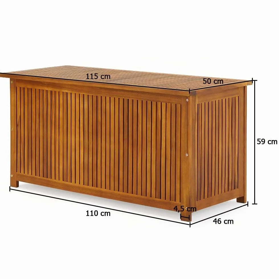 Casaria® Baule da Giardino in legno 115x50x59cm 205L Carico Max. Coperchio 160KG Contenitore Salvaspazio Fodera Interna