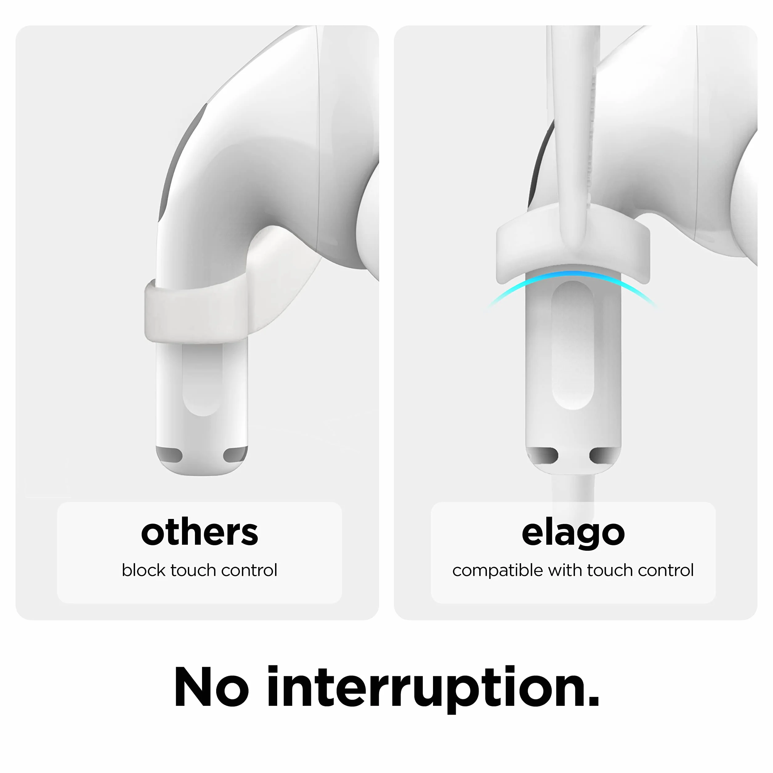 elago EarHooks Ganci Auricolari Compatibili con Apple AirPods Pro 3/2/1 e AirPods 4/3/2/1, Supporti Antiscivolo in TPU per Sport, Bianco