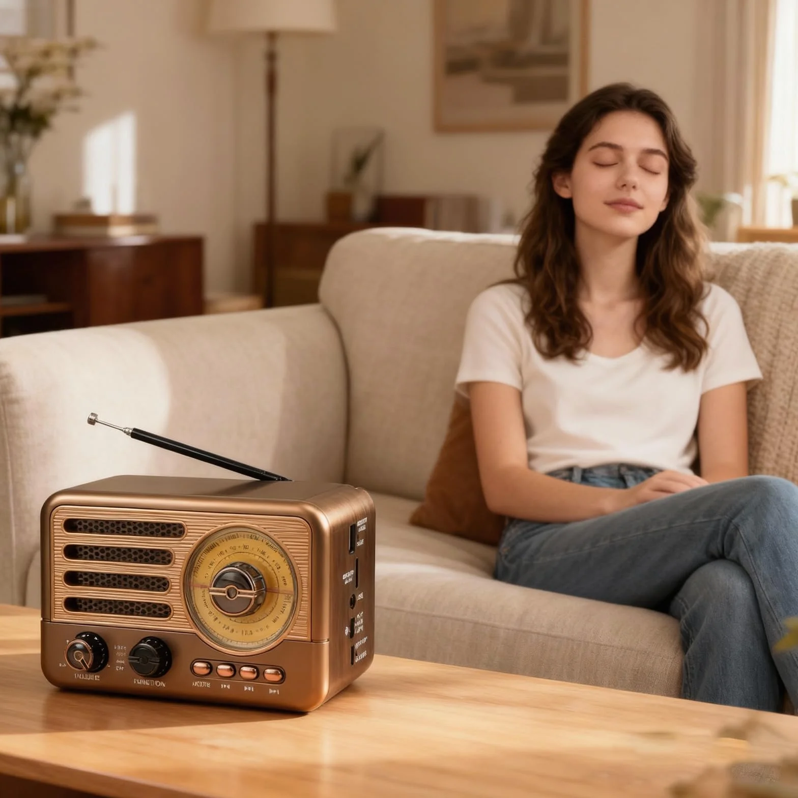Radio Retrò Bluetooth 5.3 AM/FM/SW Baule, Radio da Cucina Piccola con USB/TF/AUX, Antenna Telescopica