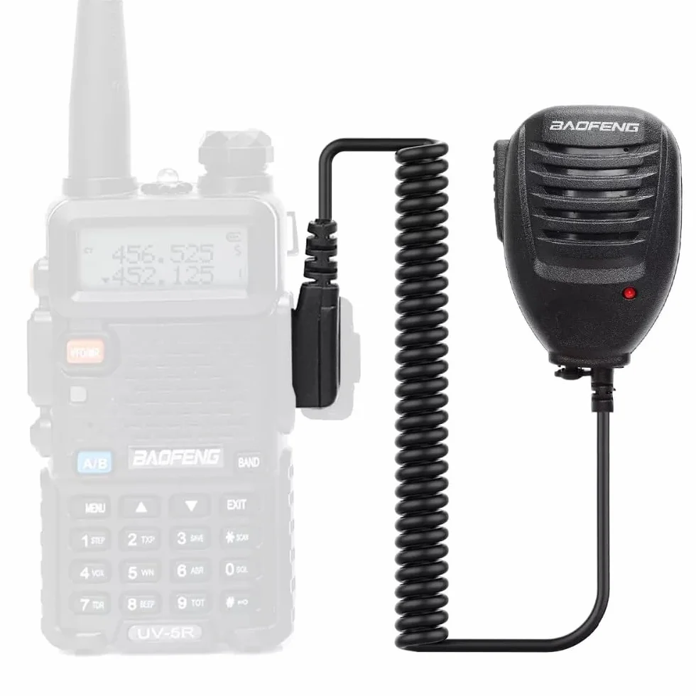 Microfono altoparlante per walkie talkie compatibile BaoFeng UV-5R BF-888S UV-82 LED rosso