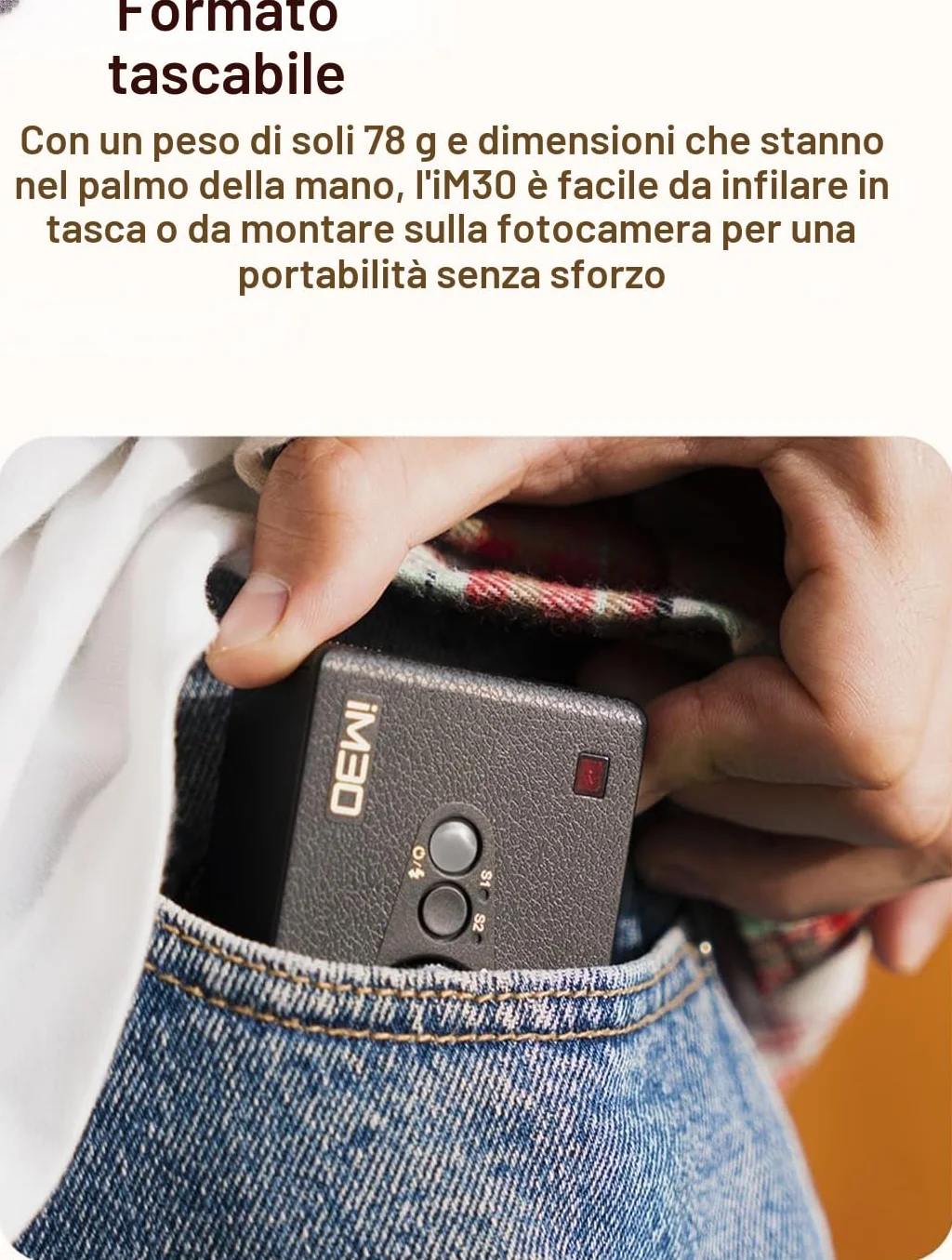 Godox iM30 Mini Flash Speedlite Manuale Controllo Ottico S1/S2 CCT 6500K 7 Livelli di Potenza Compatibile Canon Sony Nikon