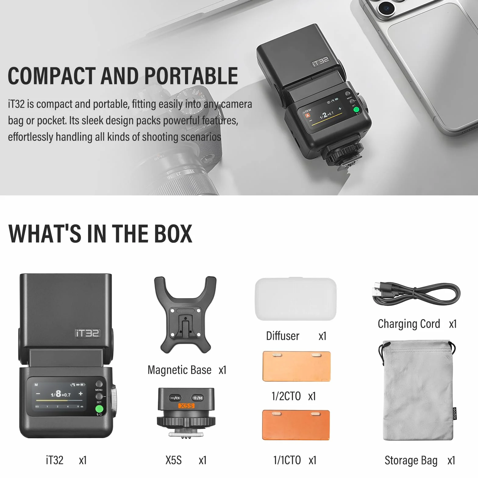 Godox IT32 Flash TTL 2.4G GN18 Sony Camera