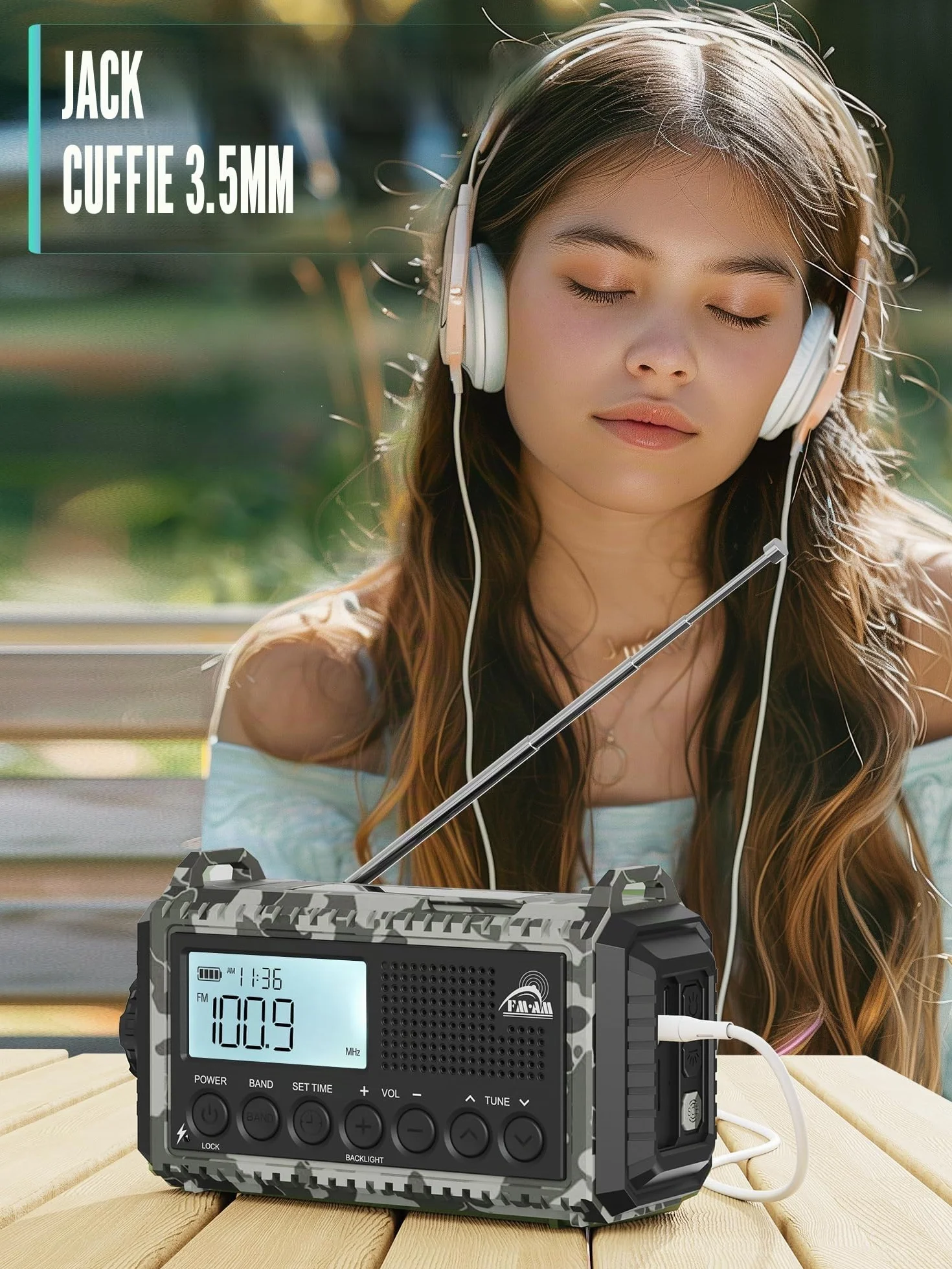 Radio Portatile di Emergenza 12000 mAh AM/FM/SW Ricaricabile Impermeabile