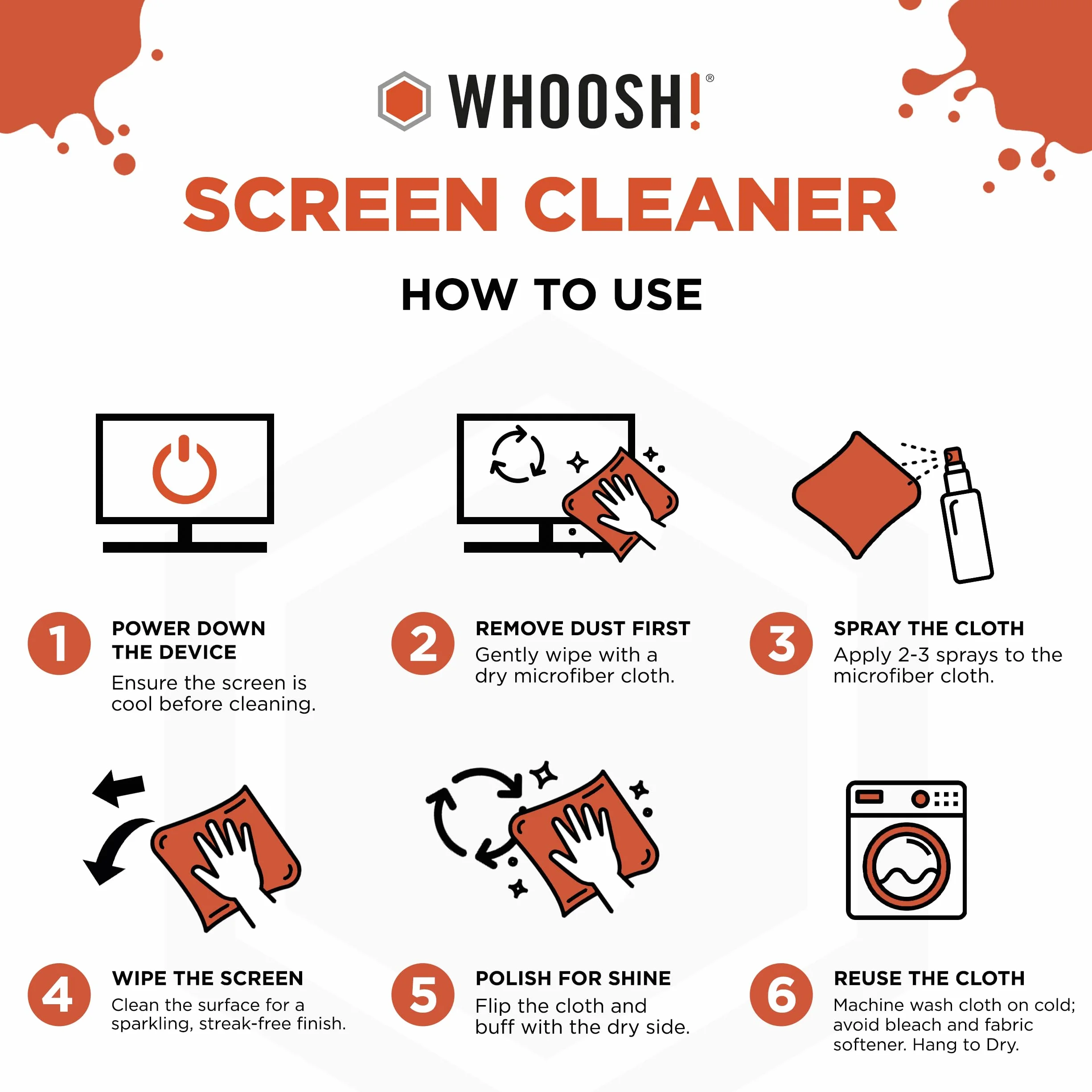 WHOOSH! Screen Shine Go Kit 30 ml Spray do czyszczenia iPhone, laptop, MacBook, iPad – Płyn z mikrofibrą, bez smug, podróżny
