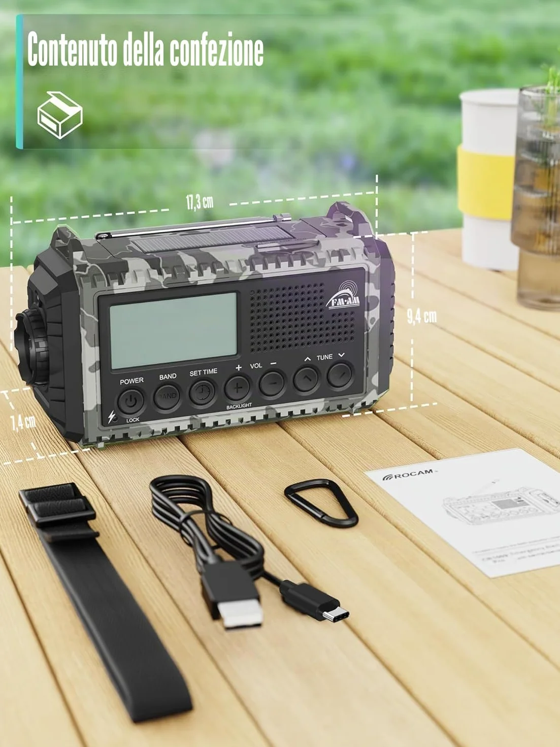 Radio Portatile di Emergenza 12000 mAh AM/FM/SW Ricaricabile Impermeabile