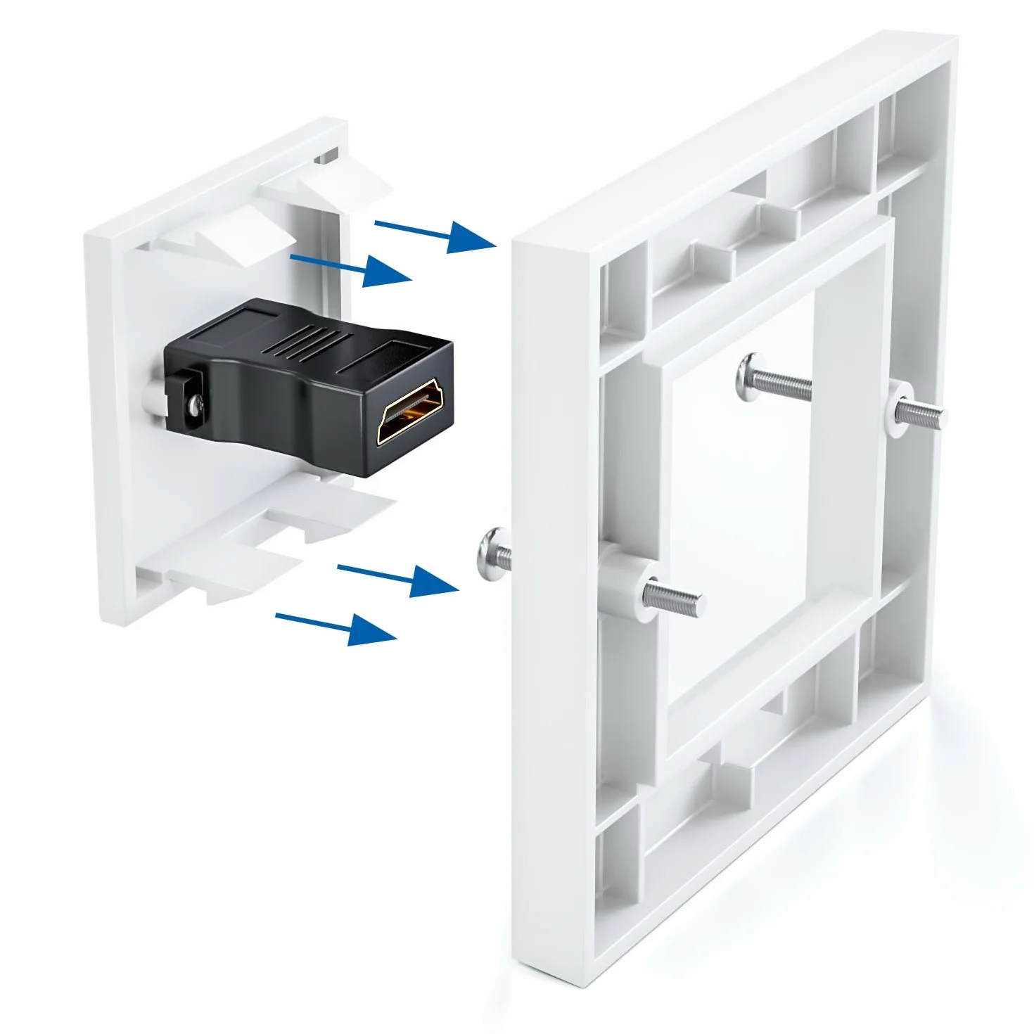 deleyCON HDMI Presa Murale 80x80mm Bianco 4K 8K FULL HD eARC Alta Velocità