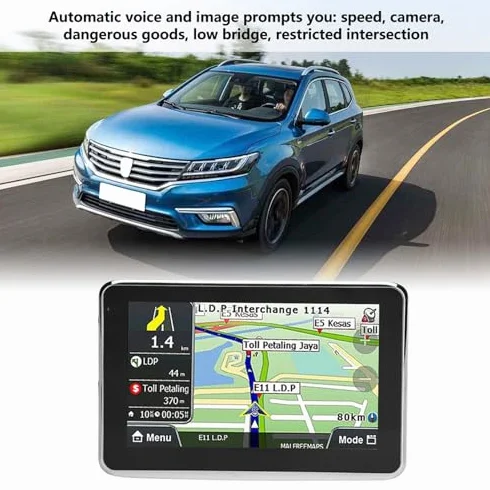 Navigatore GPS per Auto Touch Screen 5 Pollici DDR256M 8GB MP3 FM Mappa Europa Nero