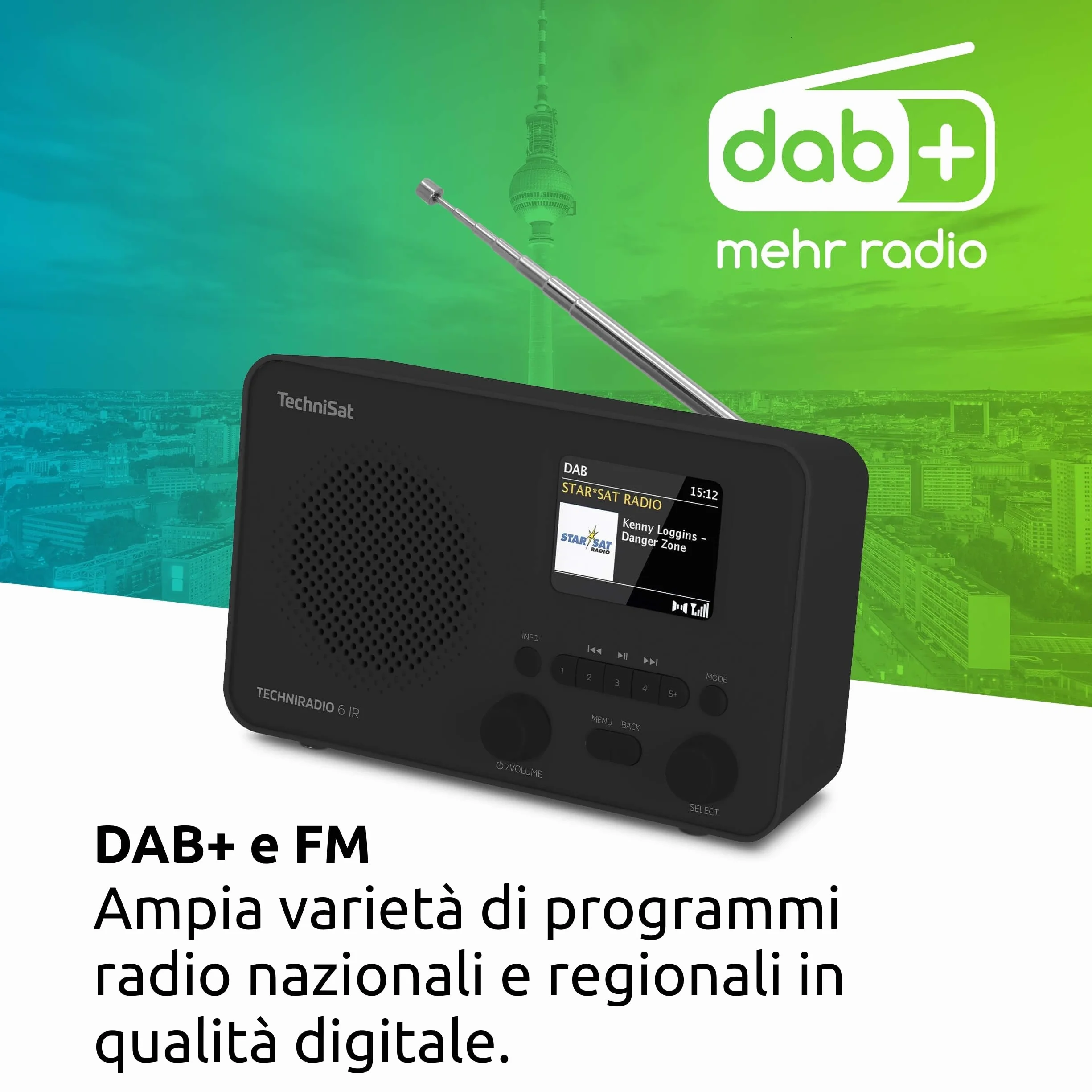 TechniSat TECHNIRADIO 6 IR Radio Internet portatile DAB+ UKW WLAN Bluetooth nero