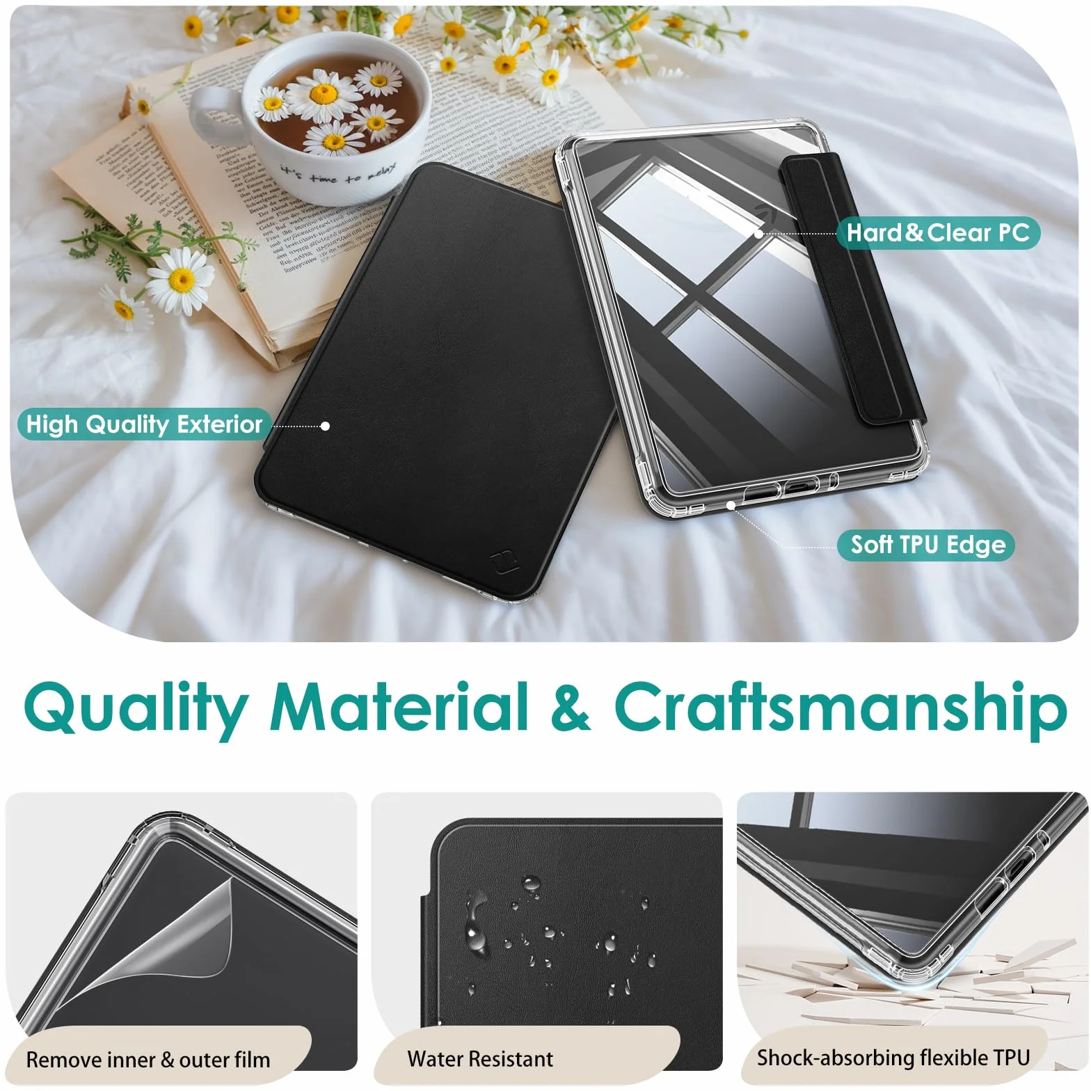 FINTIE Staccabile Custodia Magnetica per Kindle Paperwhite 7" (12ª Gen, 2024) e Kindle Colorsoft (1ª Gen, 2024/2025), Cover Posteriore Sottile Leggero con Auto Sveglia/Sonno, Nero