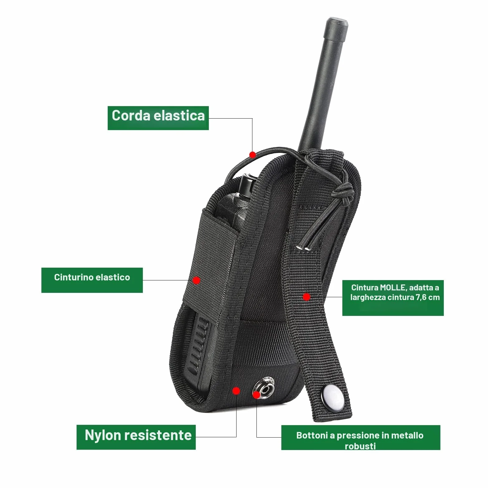 Kyrio Molle porta radio Walkie Talkie Pouch Case per cintura di servizio fondina tattica