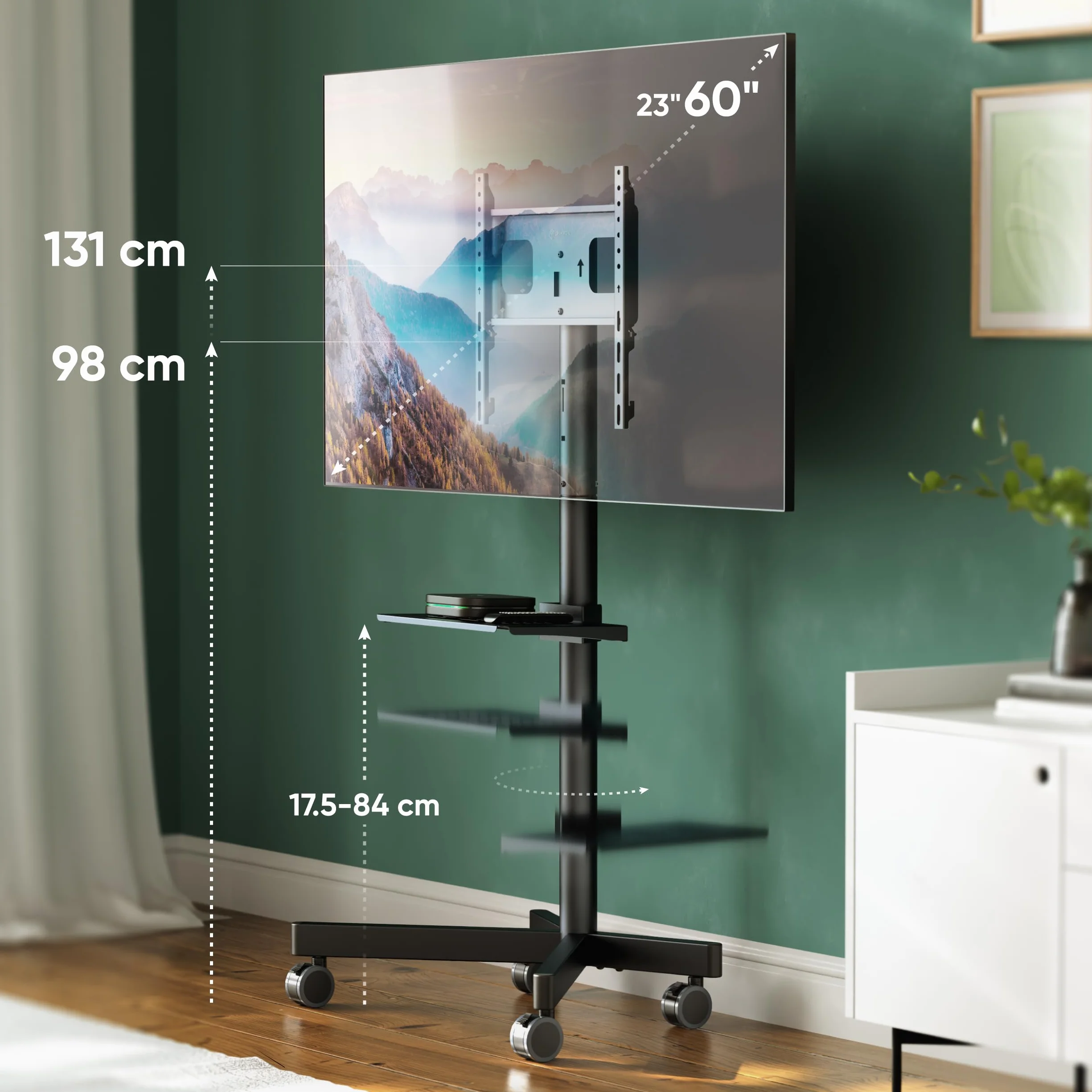ONKRON Porta TV da Terra Mobile 23"-60" Supporto TV Pavimento VESA 100x100-400x400 45 kg Nero