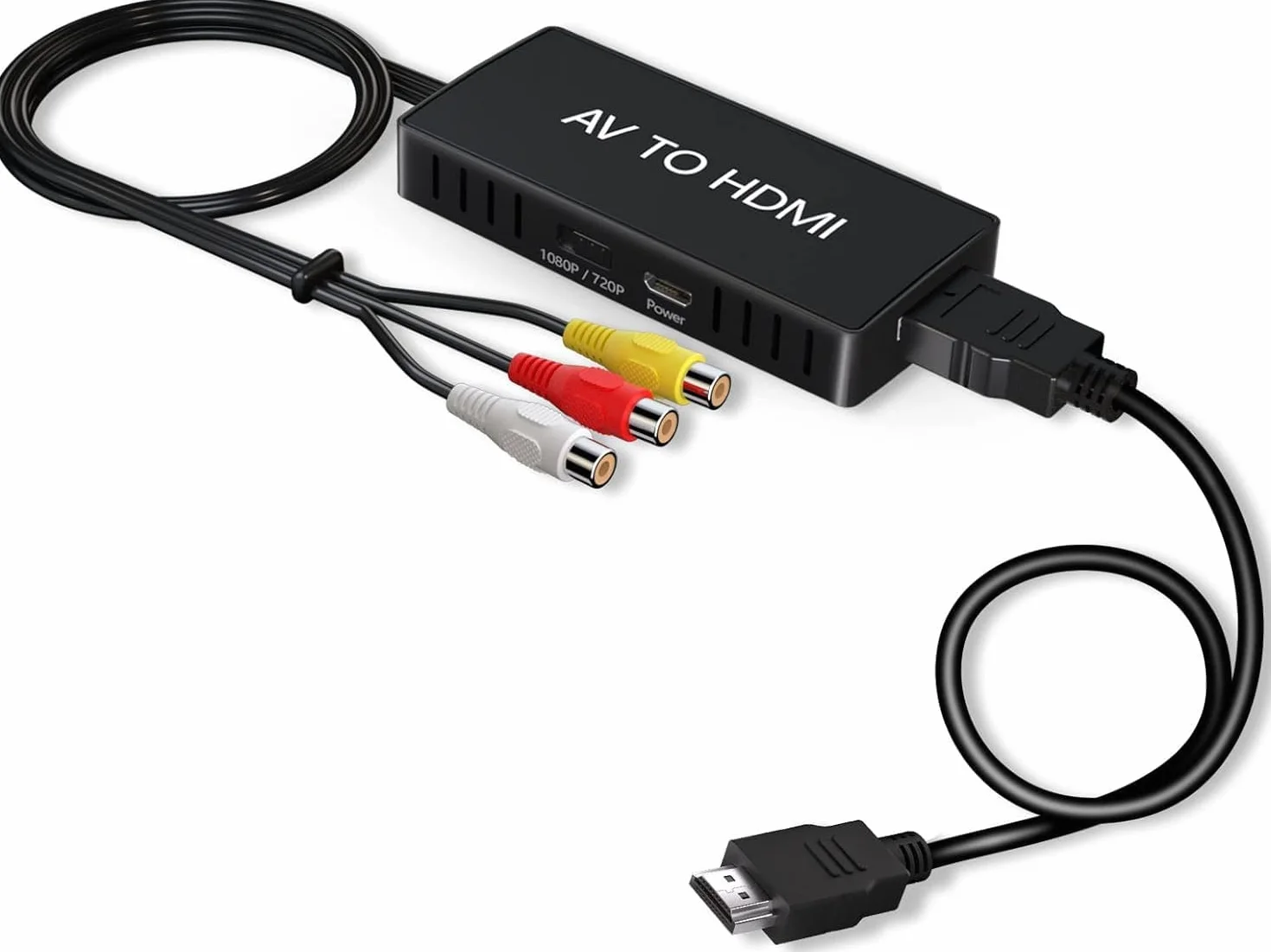 Convertitore RCA a HDMI, Adattatore AV Composito per Wii PS2 VHS VCR DVD Xbox N64, Supporto PAL/NTSC 720P/1080P
