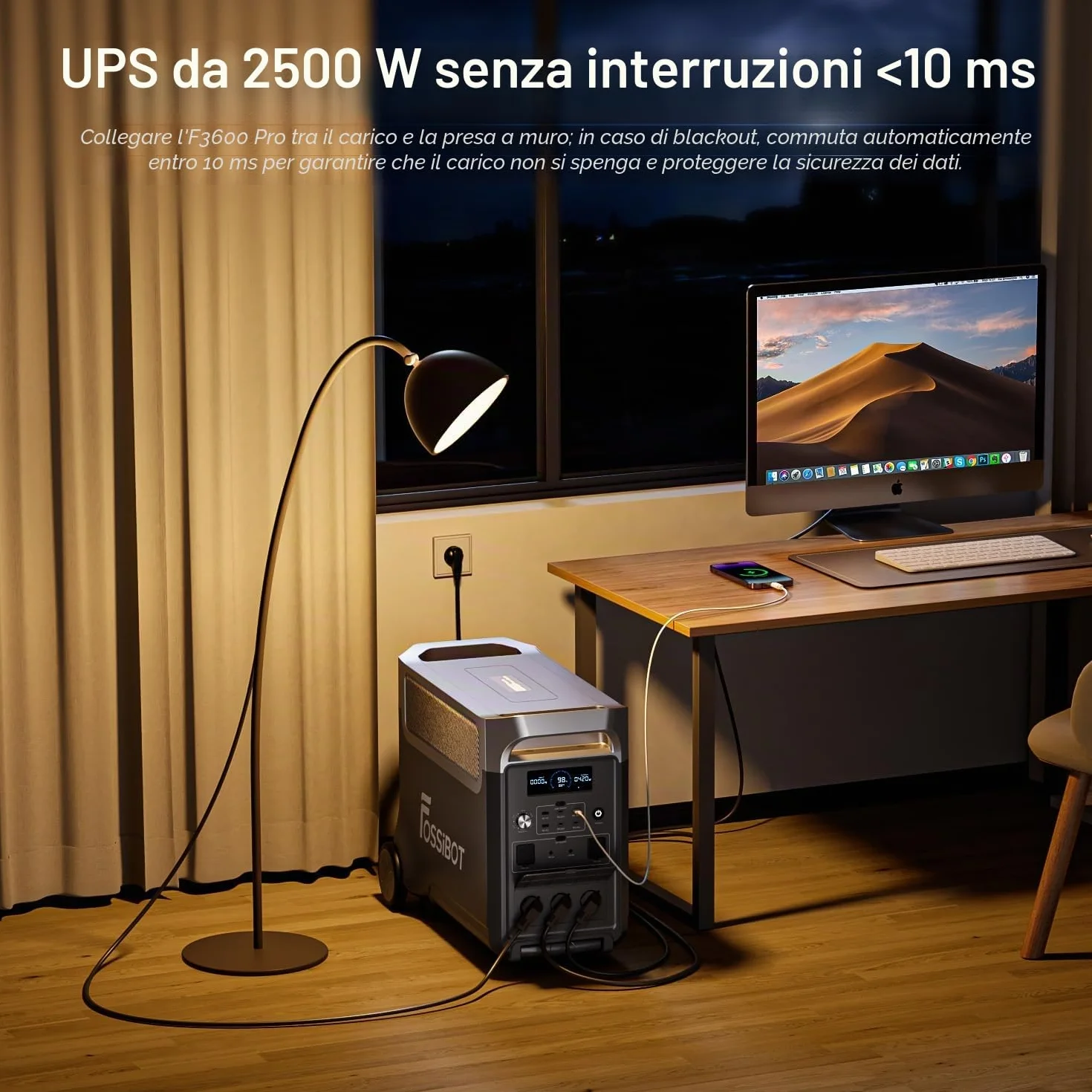 FOSSIBOT F3600 Pro Power Station con pannello solare da 420 W, 3840 Wh LiFePO4, 3600 W, uscita AC espandibile, 3,8-11,5 kWh, Power Station per casa, campeggio, camper