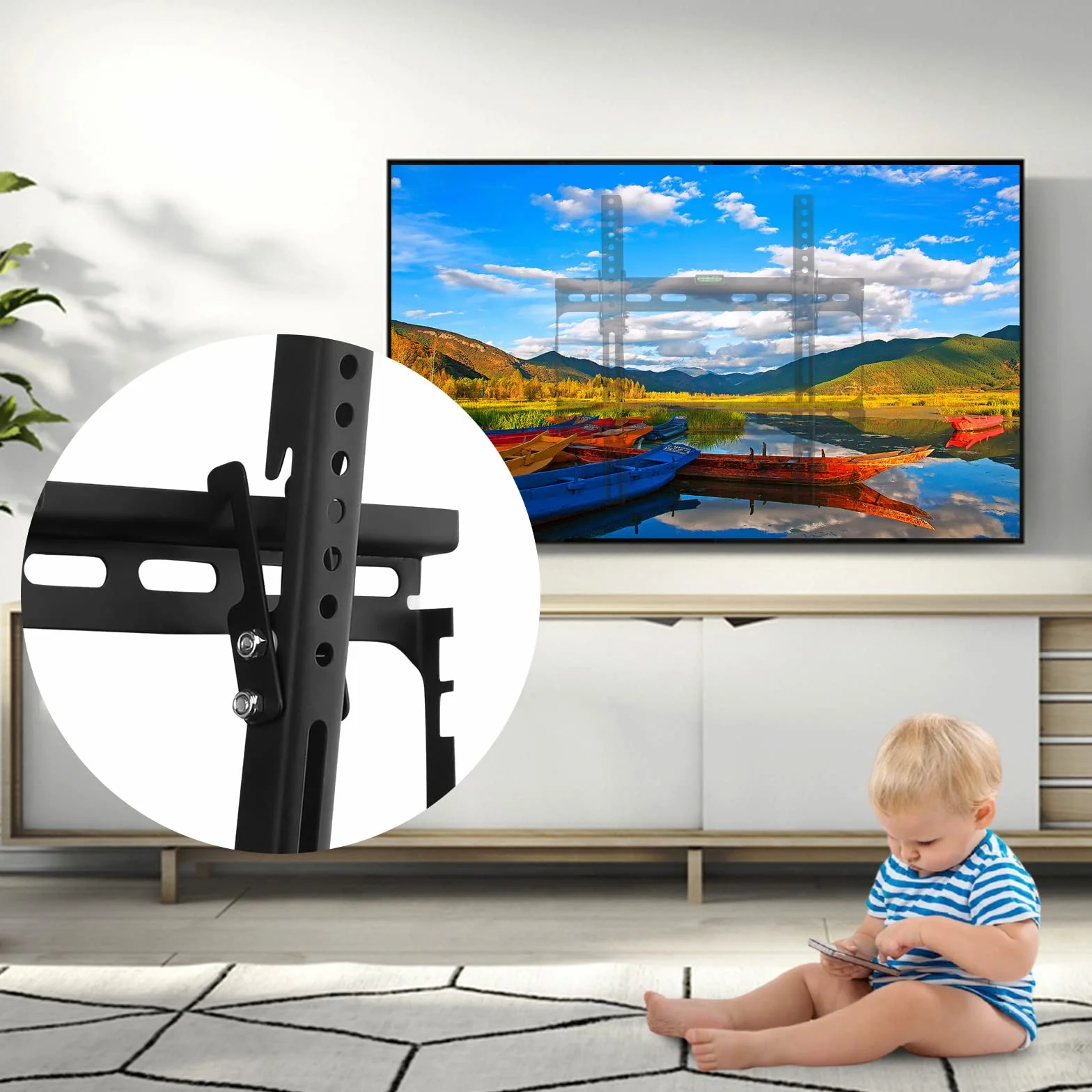 Suptek Supporto da Parete per TV 26-55 Pollici LED HD 4K HDR UHD VESA 400x400mm 45kg