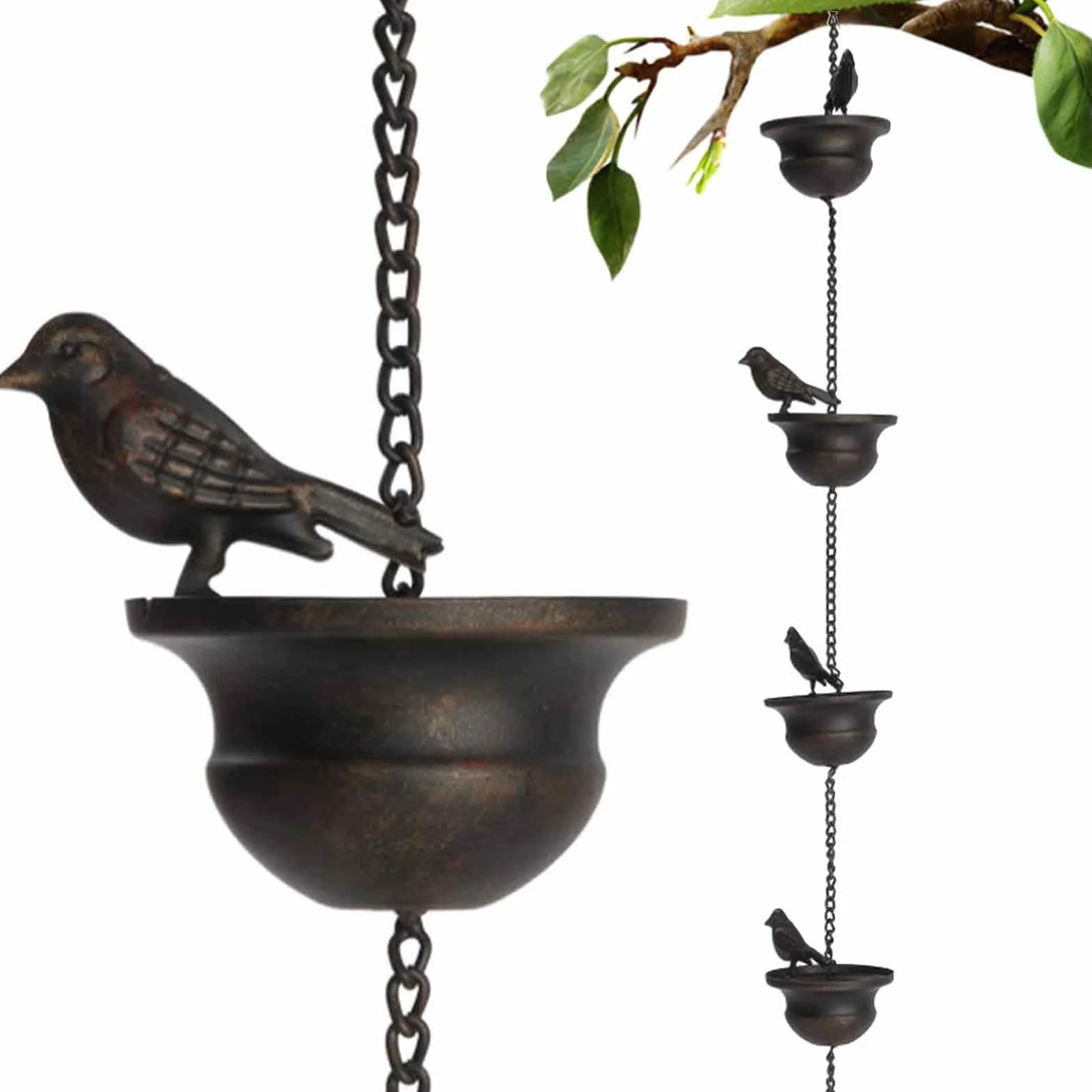 Catena per Acqua Piovana Antipioggia per Grondaie Esterni Raccolta Acqua con Vaso Decorazione Giardino
