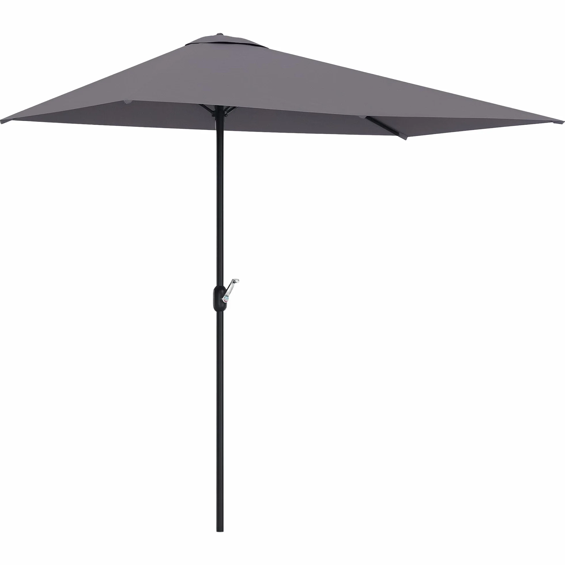Outsunny Ombrellone Mezzaluna da Parete e Muro 2.3x1.3 m con Apertura a Manovella, Ombrellone da Giardino con 5 Stecche in Metallo e Poliestere 180g/㎡, Anti UV, per Terrazza e Balcone