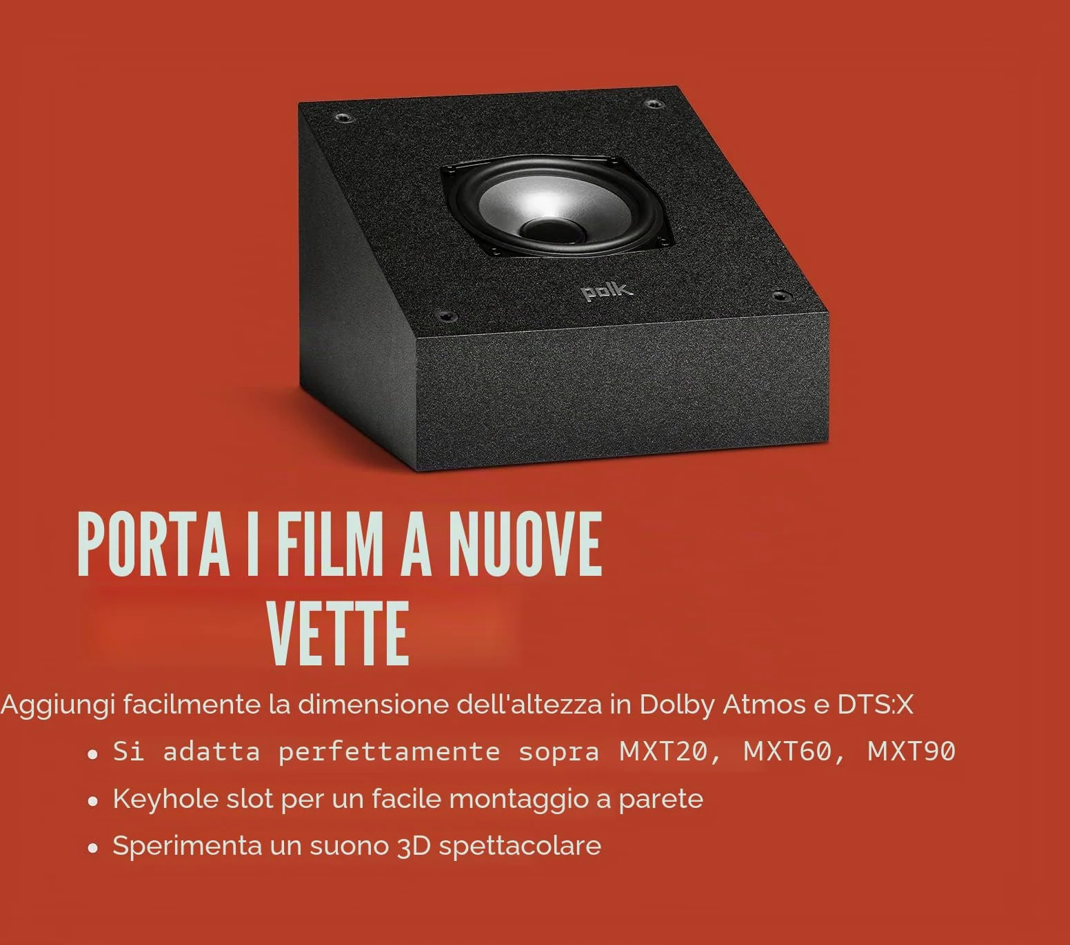 Polk Audio MXT90BK Diffusori Hi-fi per Musica e Home Cinema, Canale Height, Nero
