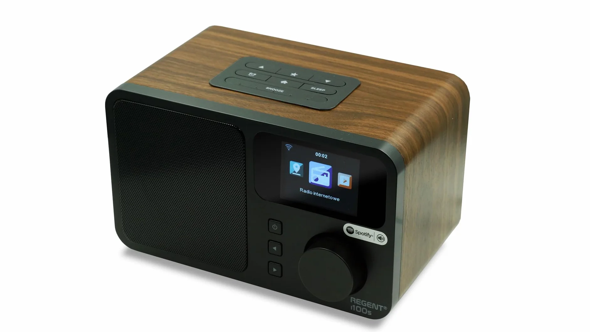 REGENT i100s Radio Internet z SPOTIFY Connect Wi-Fi Radio Cyfrowe Kuchenne z Bluetooth Budzik Snooze Timer Wyświetlacz LCD Kolorowy Drewno