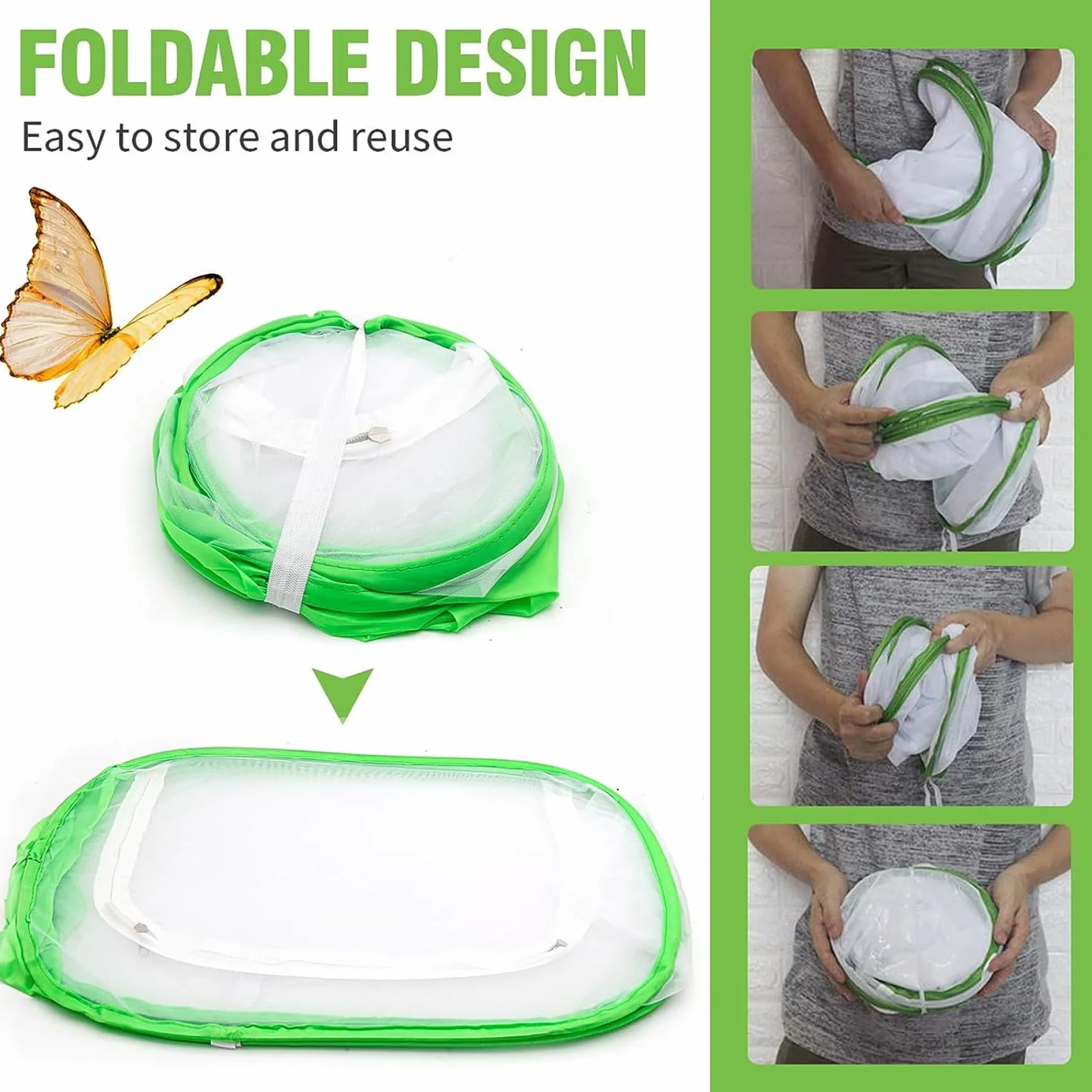 Gabbia per Farfalle con Cerniera, Recinzione a Rete Ultra fine, Habitat Pop-up per Piante