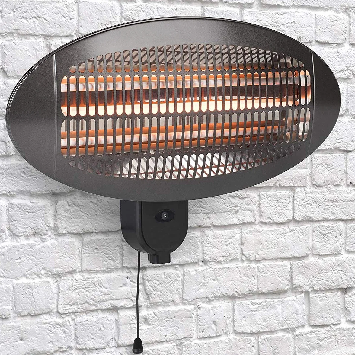 HOME It Stufa da Esterno a Infrarossi da Parete 2000W IP34 Riscaldatore al Quarzo