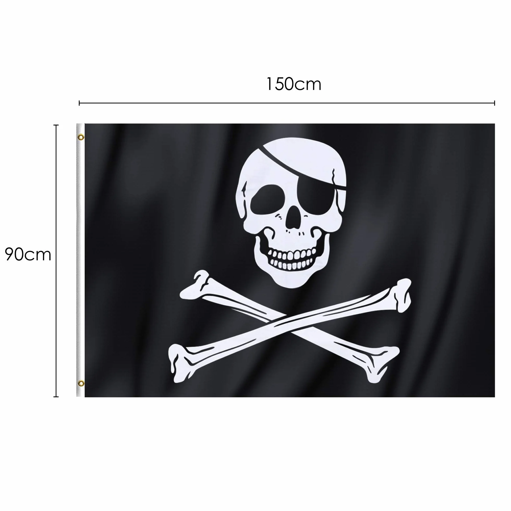 Bandiera Pirati Jolly Roger 90x150 cm con Anelli TRIXES