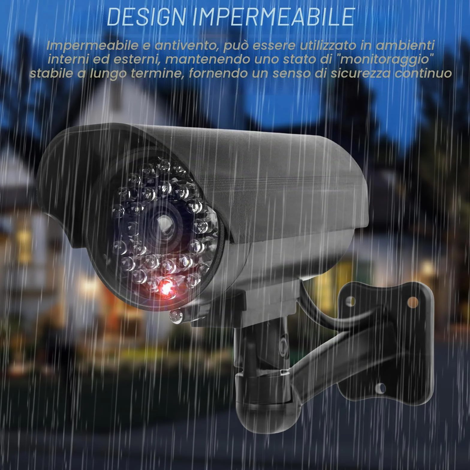 Sporgo Telecamera Finta 2 Pezzi Dummy Esterna Luce LED Rossa Lampeggiante
