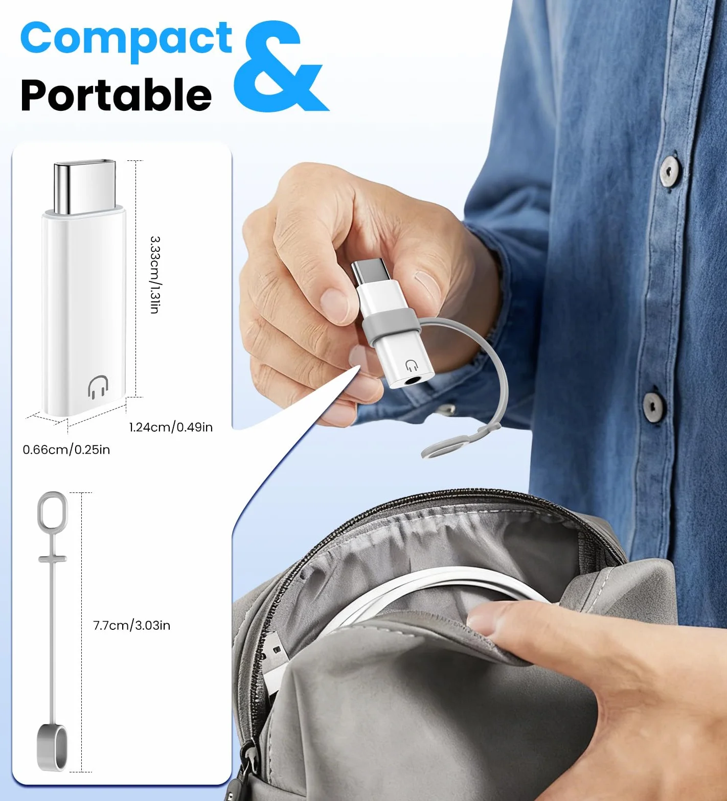 TiMOVO Adattatore da USB C a Cuffie Audio da 3,5 mm, Tipo C a Jack Aux con Anello Anti-Perdita, Bianco