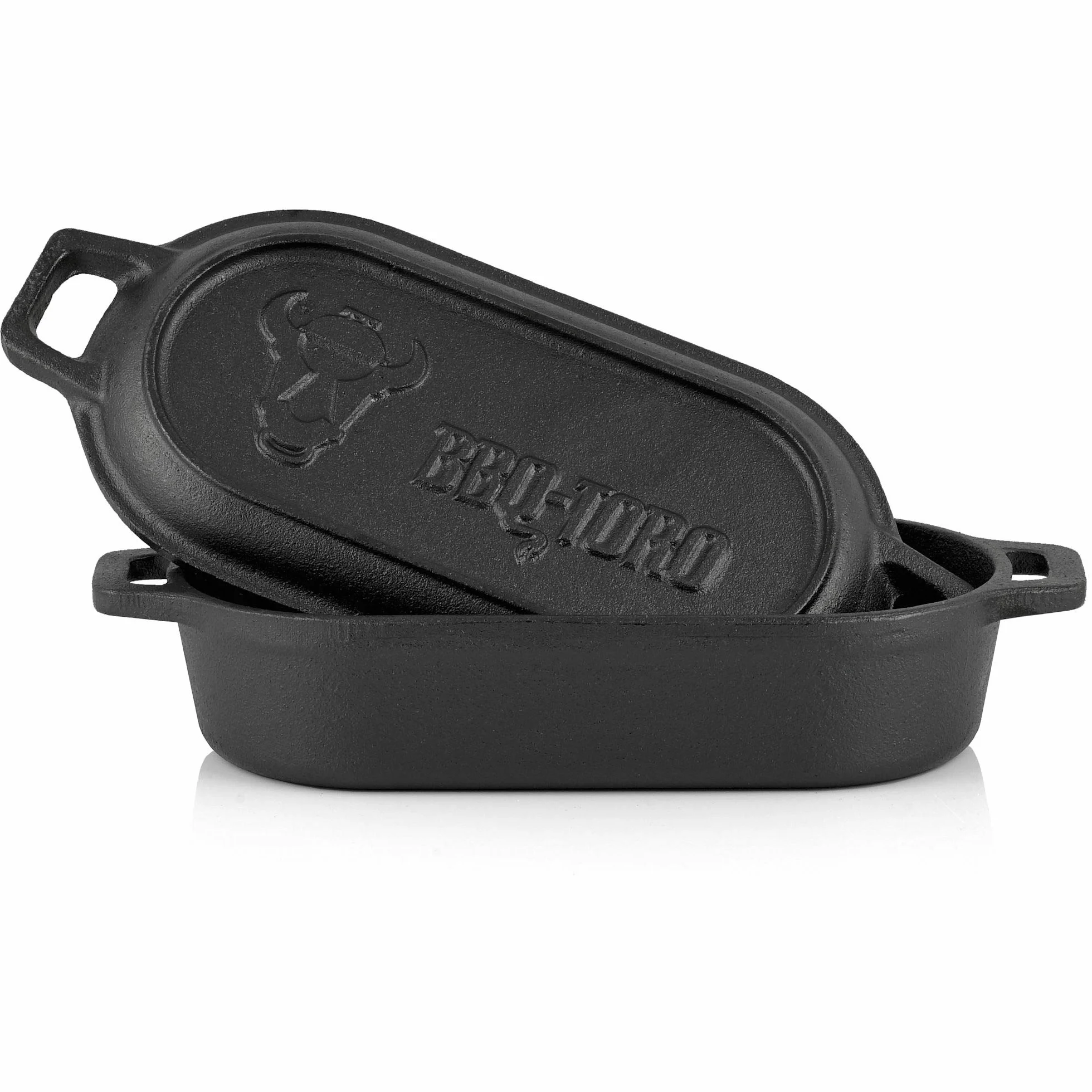 BBQ-Toro Pentola in ghisa da 1 litro 29 x 12,5 x 5,5 cm, pre-bruciata, passerella olandese, casseruola in ghisa, ideale per pasticceria, stufati