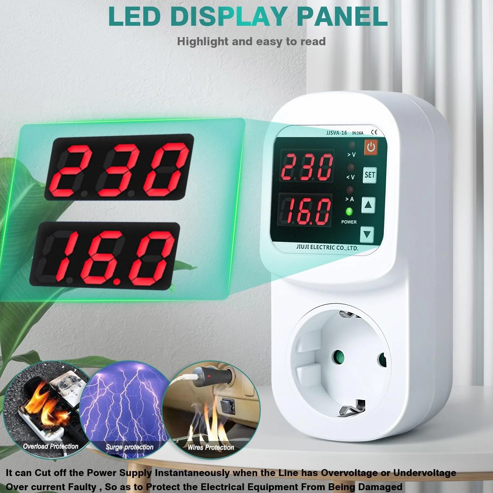 DEWIN Stabilizzatore di Tensione 220V 16A Protezione Sovratensione Sottotensione Sovracorrente