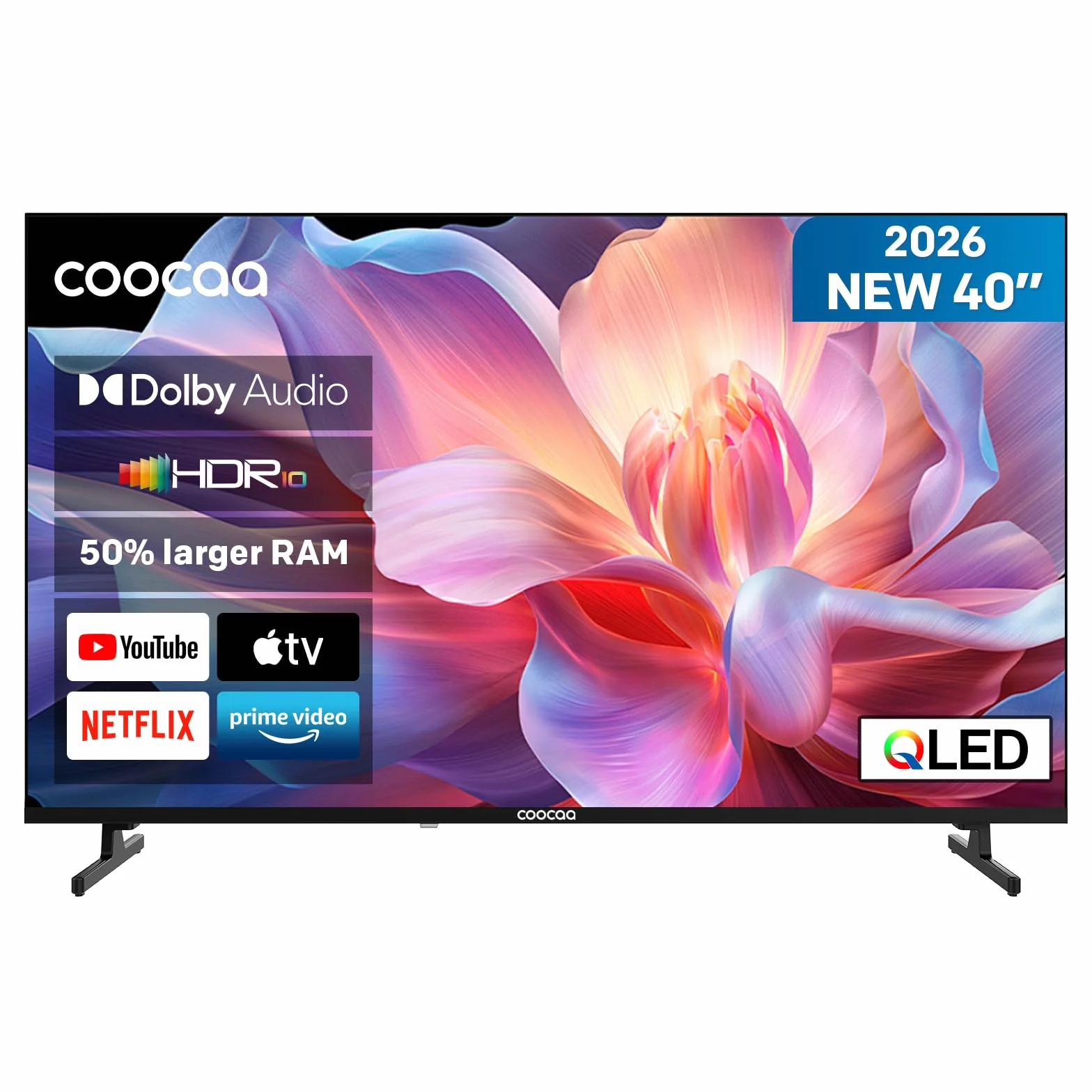 Coocaa 40 Pollici Smart TV QLED Full HD HDR 10 Dolby Audio 1.5GB RAM DVB-T/T2/C/S/S2 CI+ HEVC Main10 40CTQH38Z