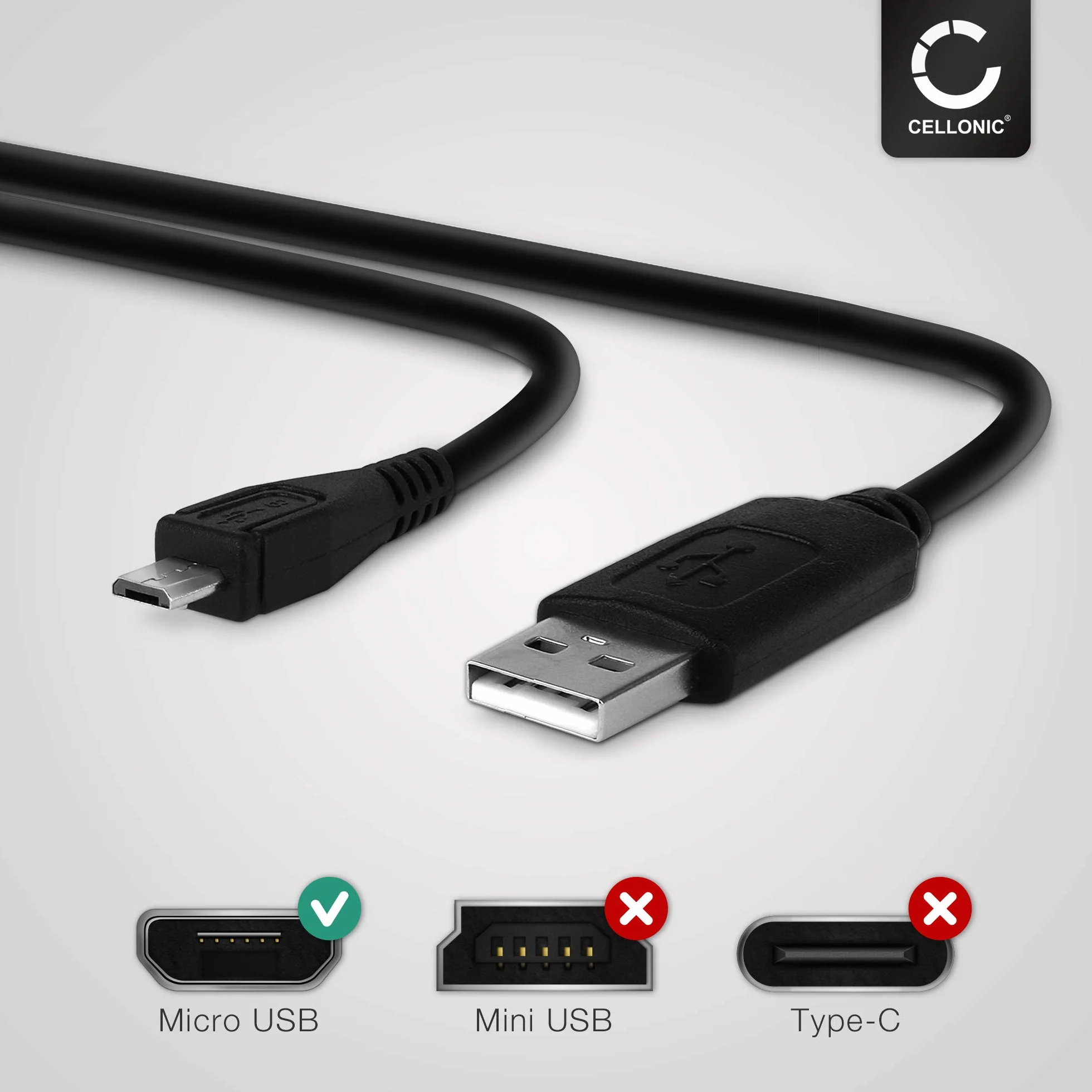CELLONIC Cavo USB 2.0 compatibile con Garmin Edge 520 Plus, 820, 1000, 1030, Dashcam 55, Zumo 595, Approach, Dezl 760 ricarica 1A per navigatore GPS 1m PVC nero