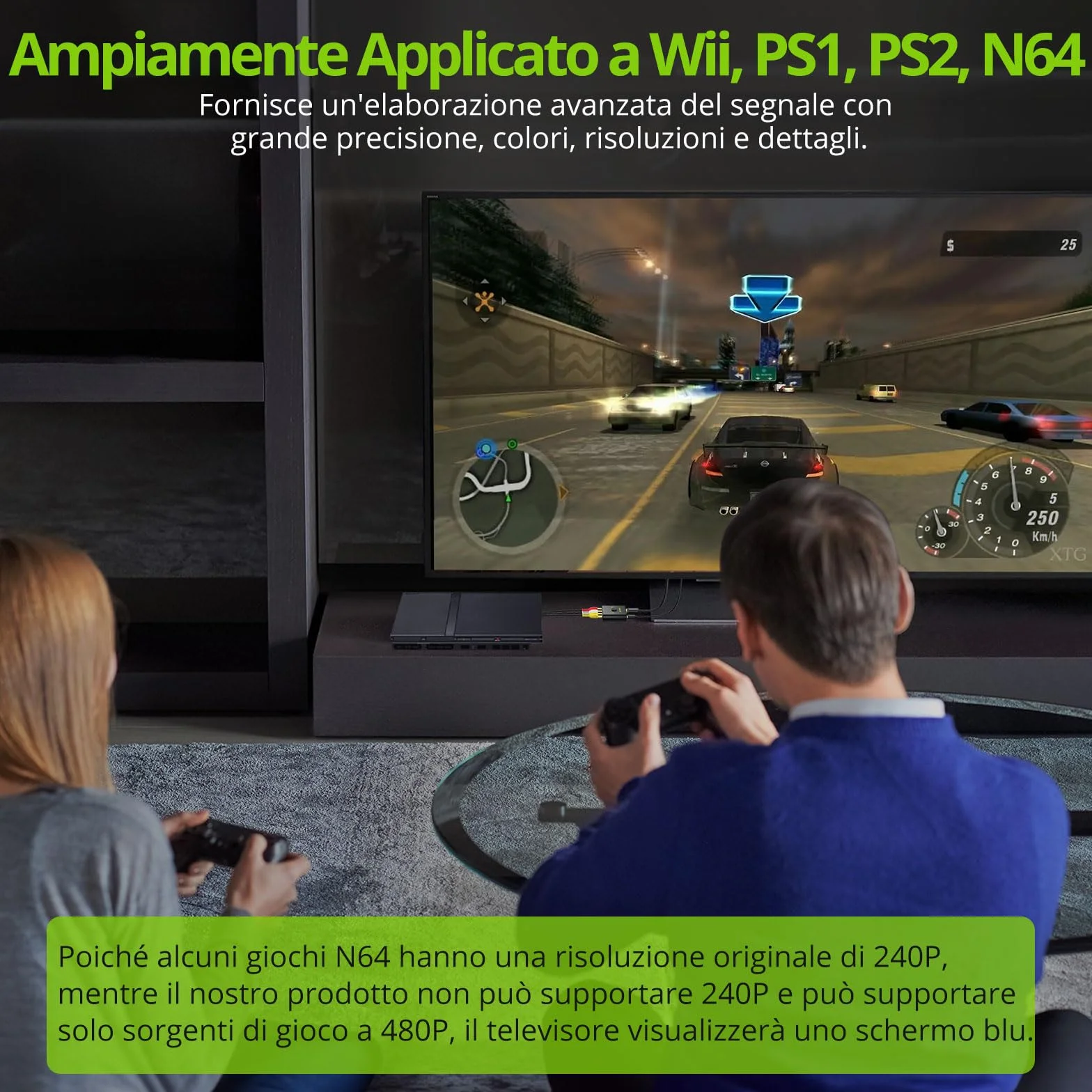 LiNKFOR Convertitore AV a HDMI 1080P Adattatore RCA con Cavo HDMI per Wii PS1 PS2