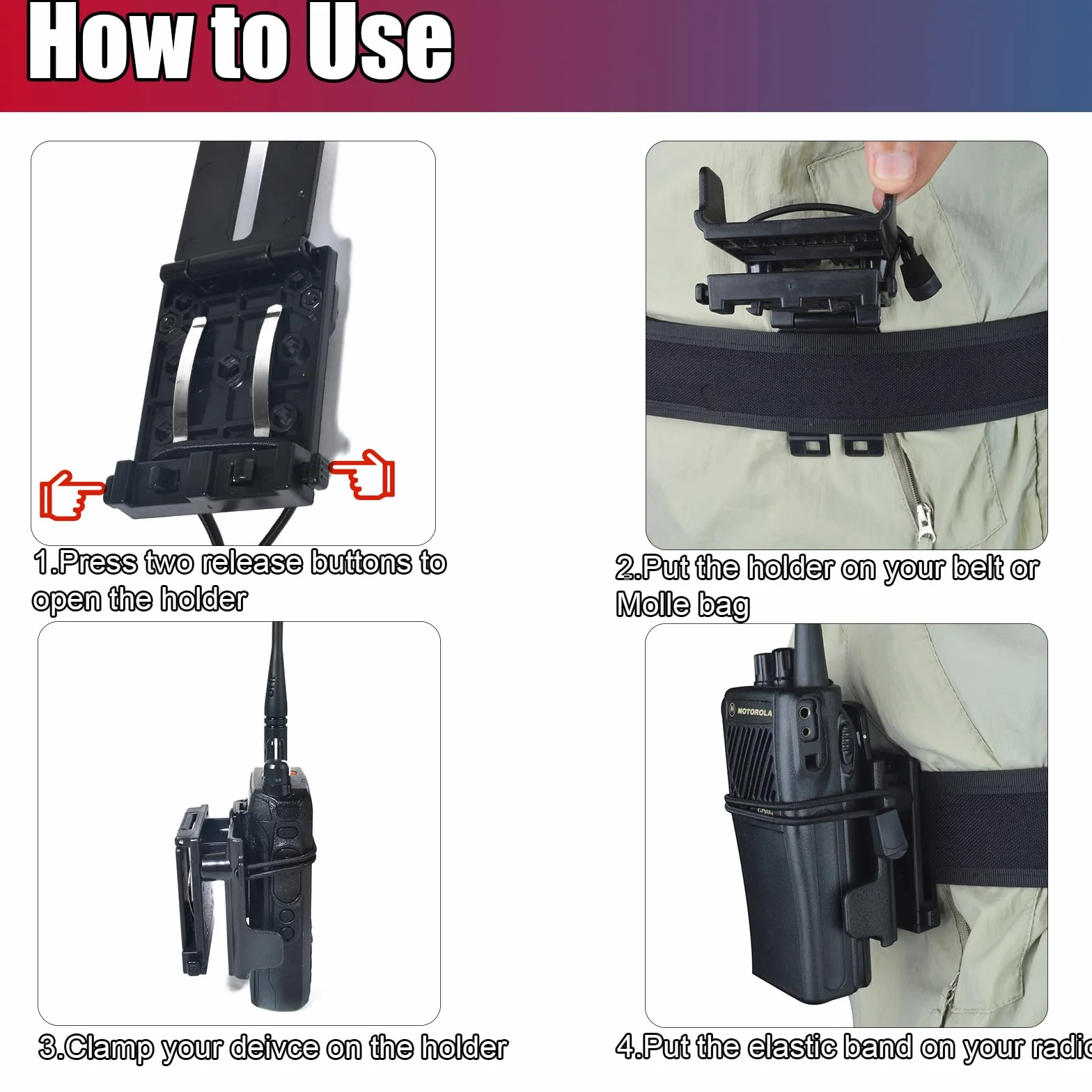 Clip universale da cintura fondina radio MOLLE supporto tattico per Baofeng Motorola Midland Kenwood Walkie-talkie