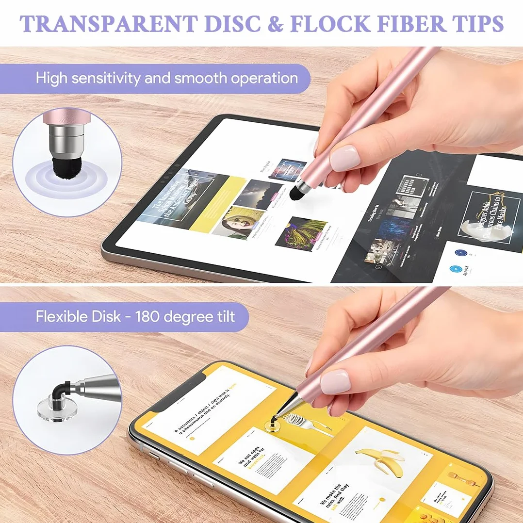 Pennini Stilo 2 in 1 per Touch Screen, Pennino Capacitivo a Punta Fine, Compatibile Cellulare e Tablet