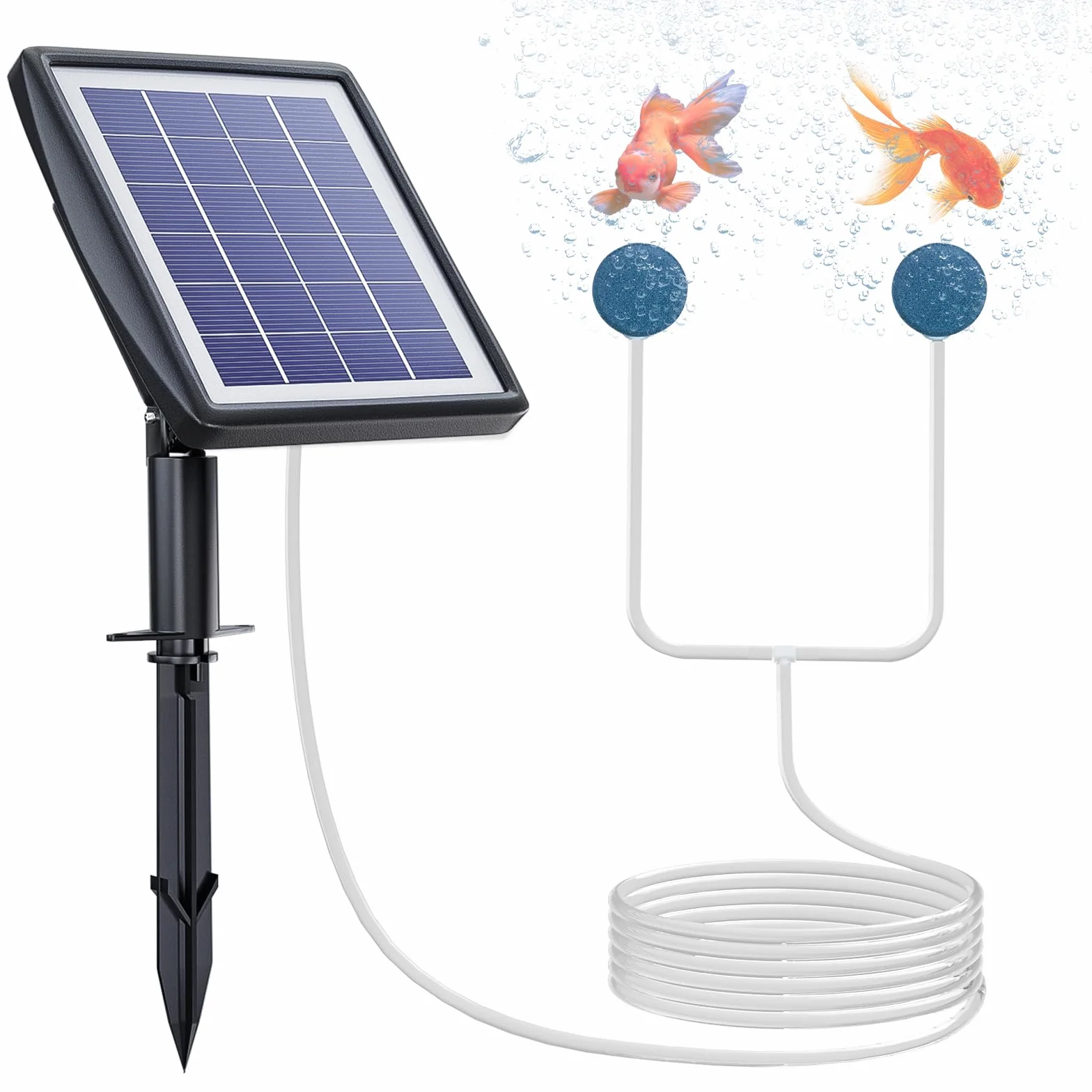 PChero Ventilatore solare per stagno, 2200 mAh, pompa di ossigeno solare, aerazione efficace per acquario, stagno, giardino, idroponica