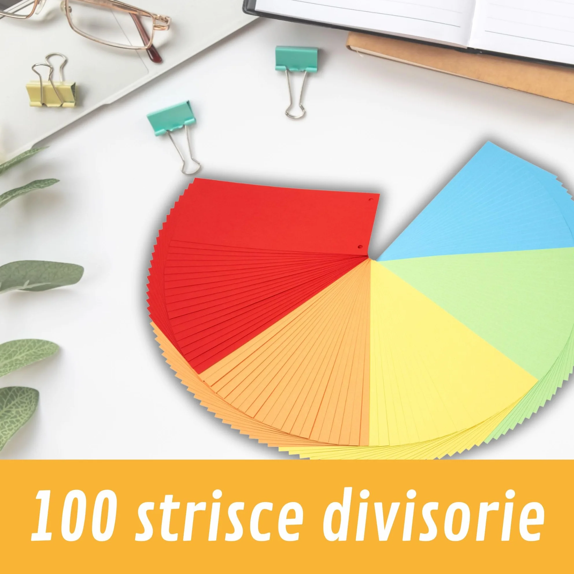 Strisce divisori raccoglitori ad anelli A4, classificatori per documenti ufficio in cartone riciclato, Made in Germany, 5 colori