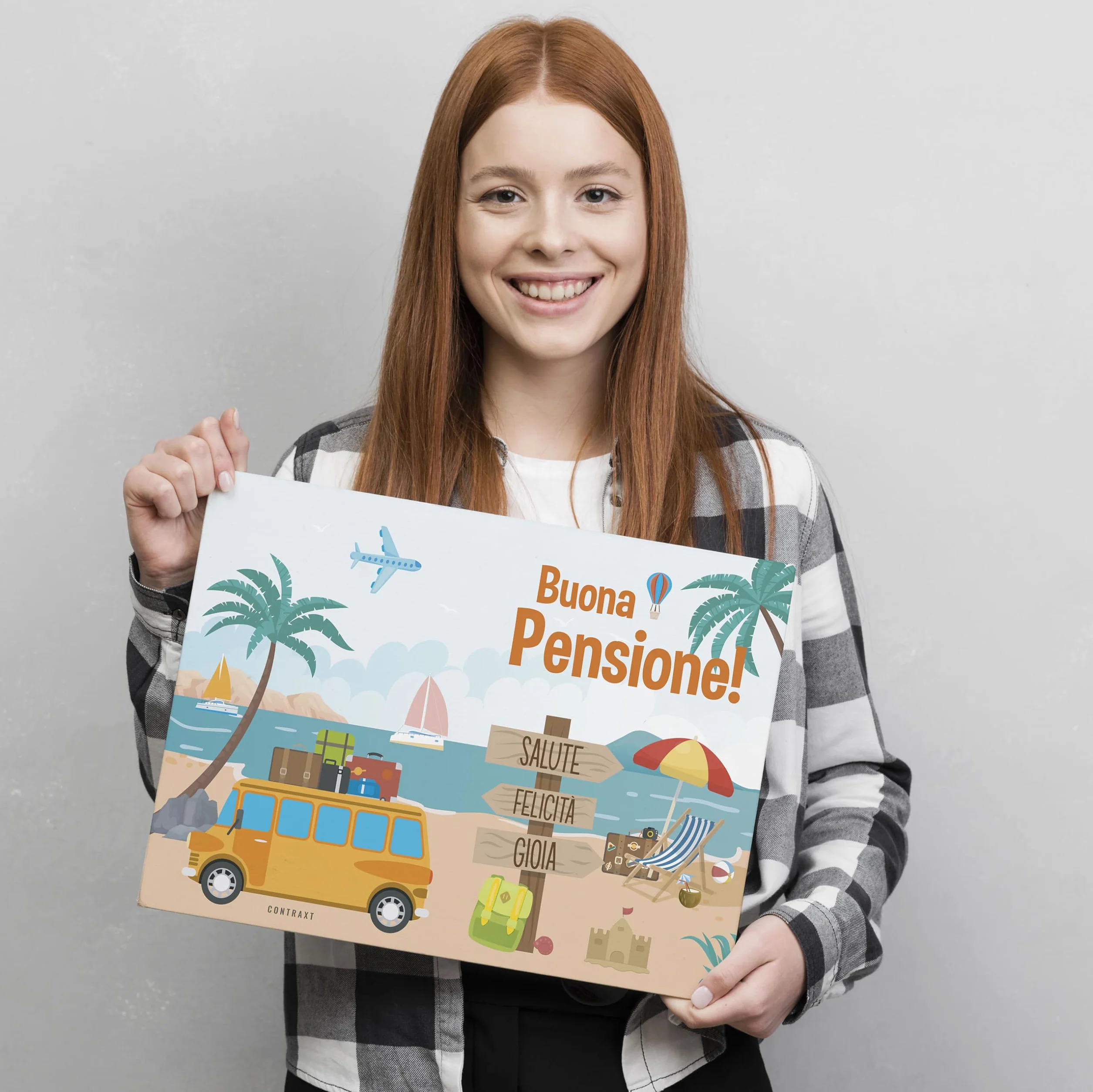 CONTRAXT Biglietto di Auguri Pensione 42x30 cm aperto - Regalo originale per pensionamento