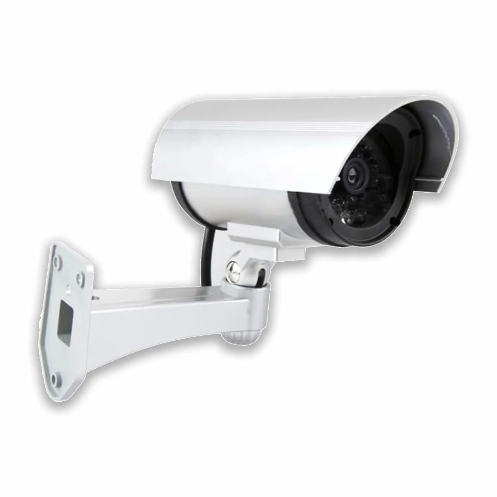 Telecamera di Sorveglianza Finta Esterno Interno LED Rossa Lampeggiante Design Realistico