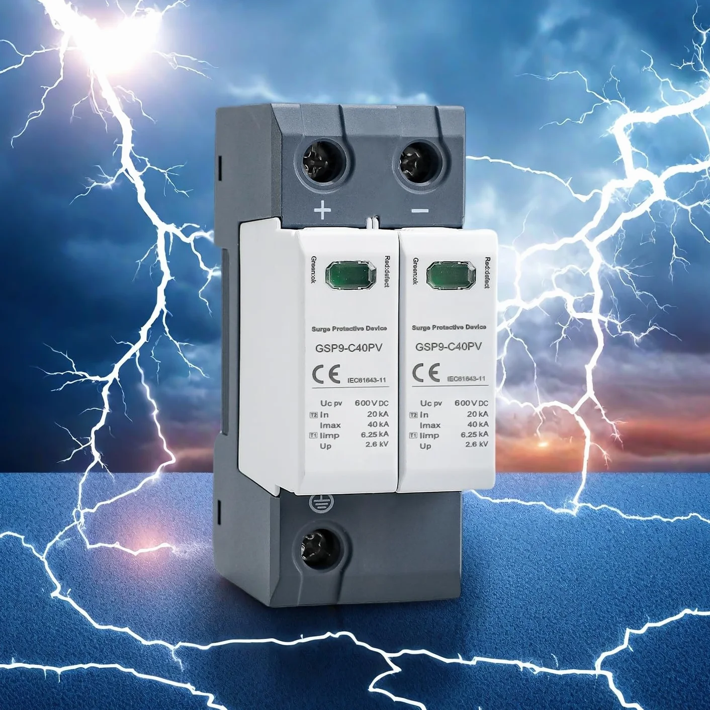 Scaricatore di Sovratensione GSP9-C40 2P 40kA 600VDC per Fotovoltaici e Bassa Tensione