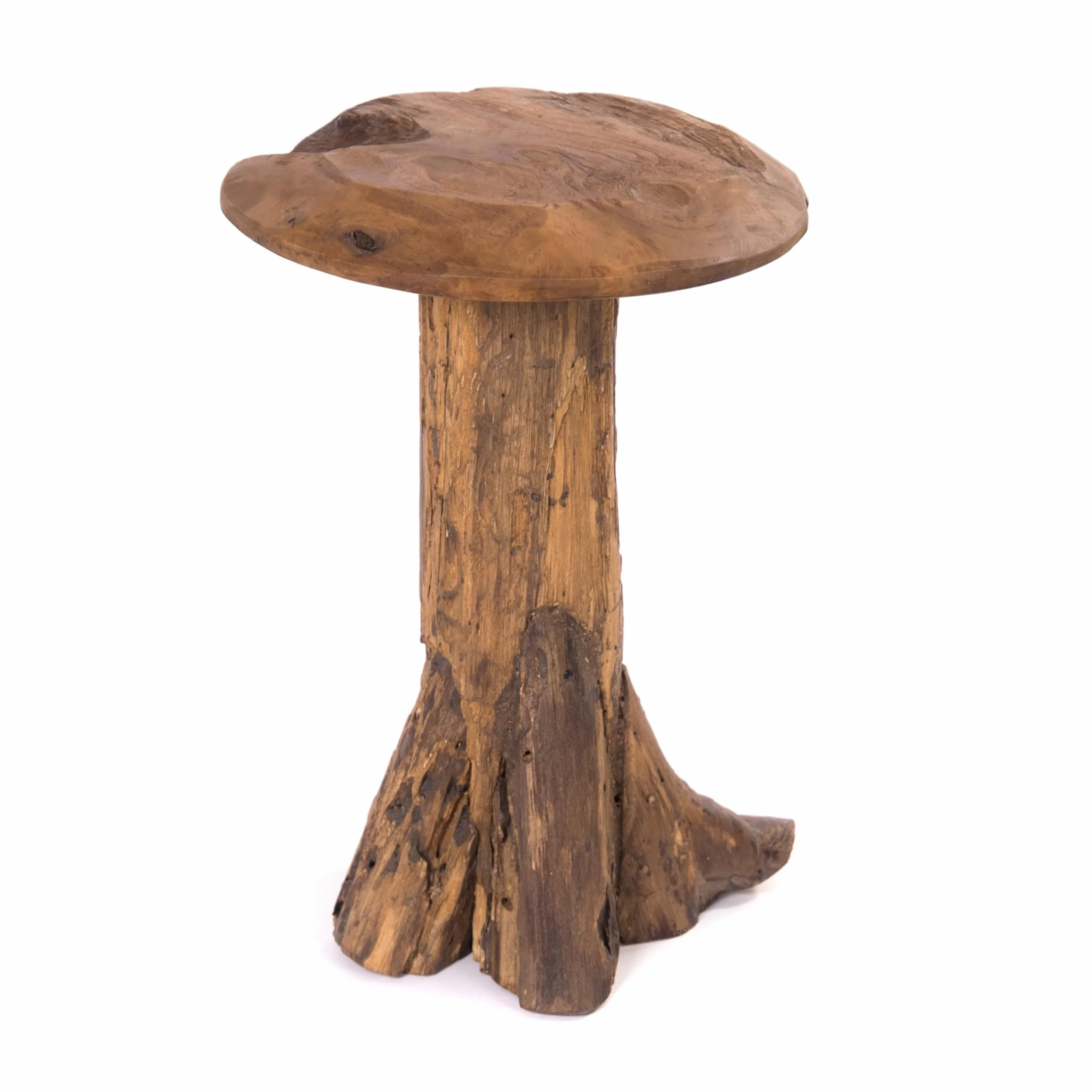 Sgabello in teak | radice in legno, 47 cm | Sgabello per fiori, funghi, tavolino, piante, tronco d'albero massiccio